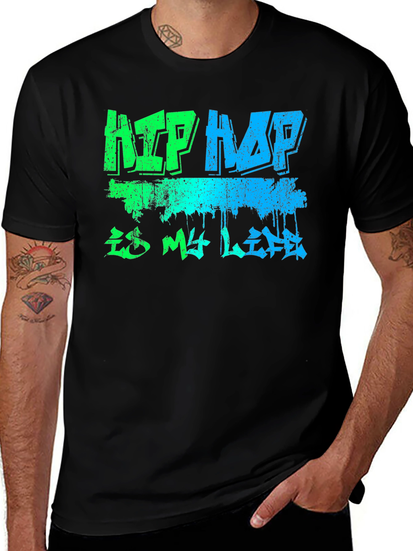 Variant 22 of Hip Hop is My Life Graphic T-Shirt - Black