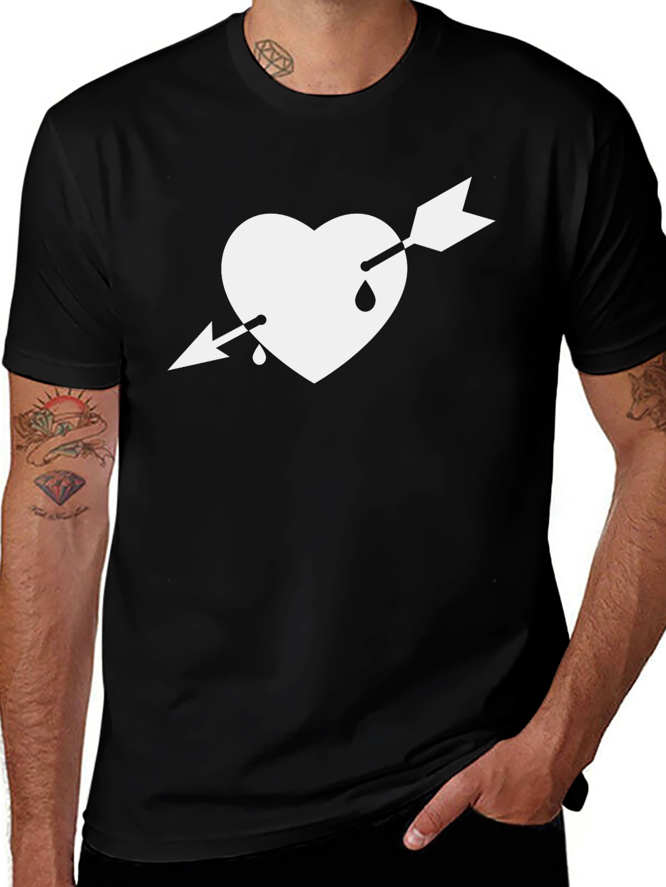 Variant 28 of Heart Arrow Graphic Tee - Black Unisex T-Shirt