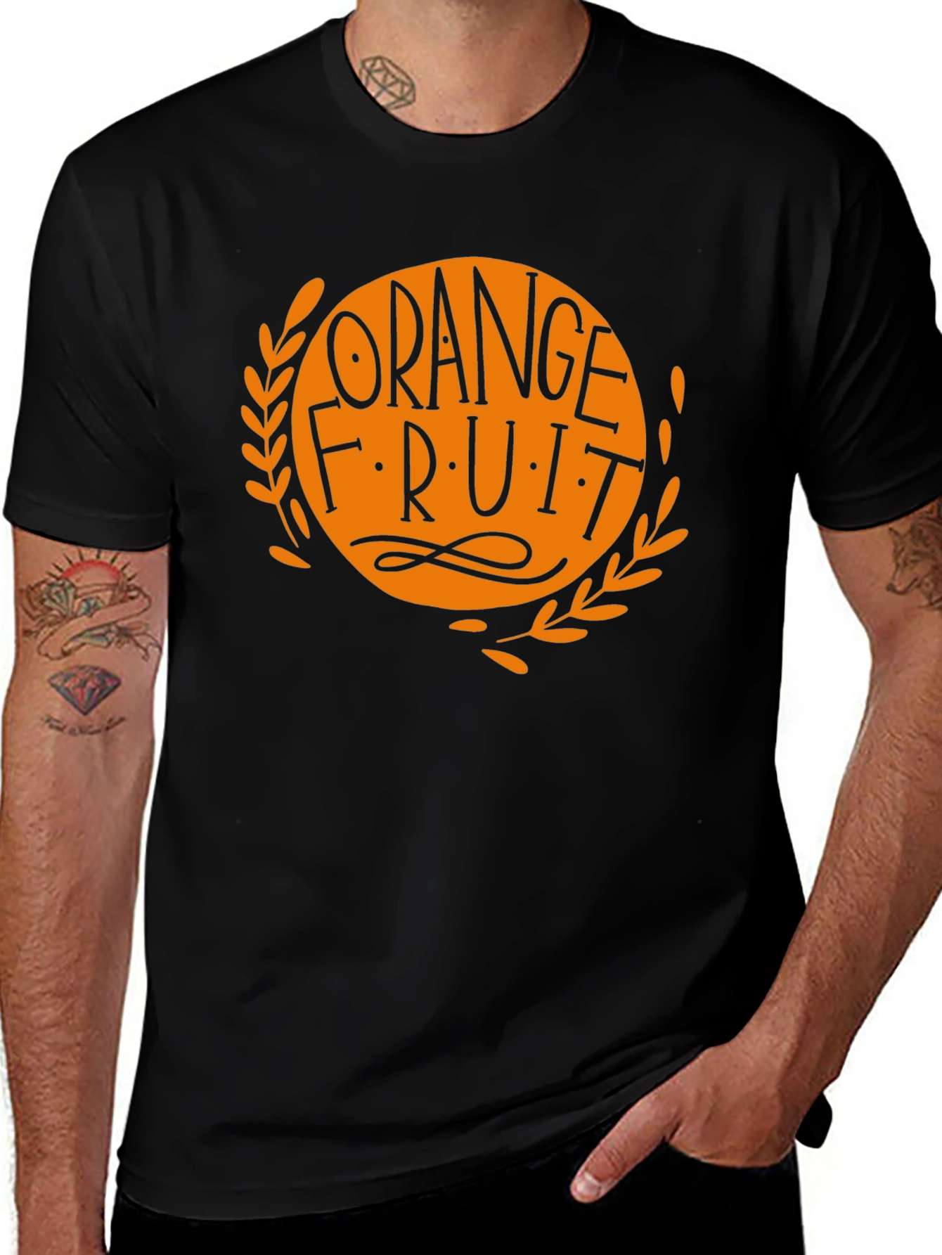 Variant 26 of Orange Fruit Graphic Black T-Shirt