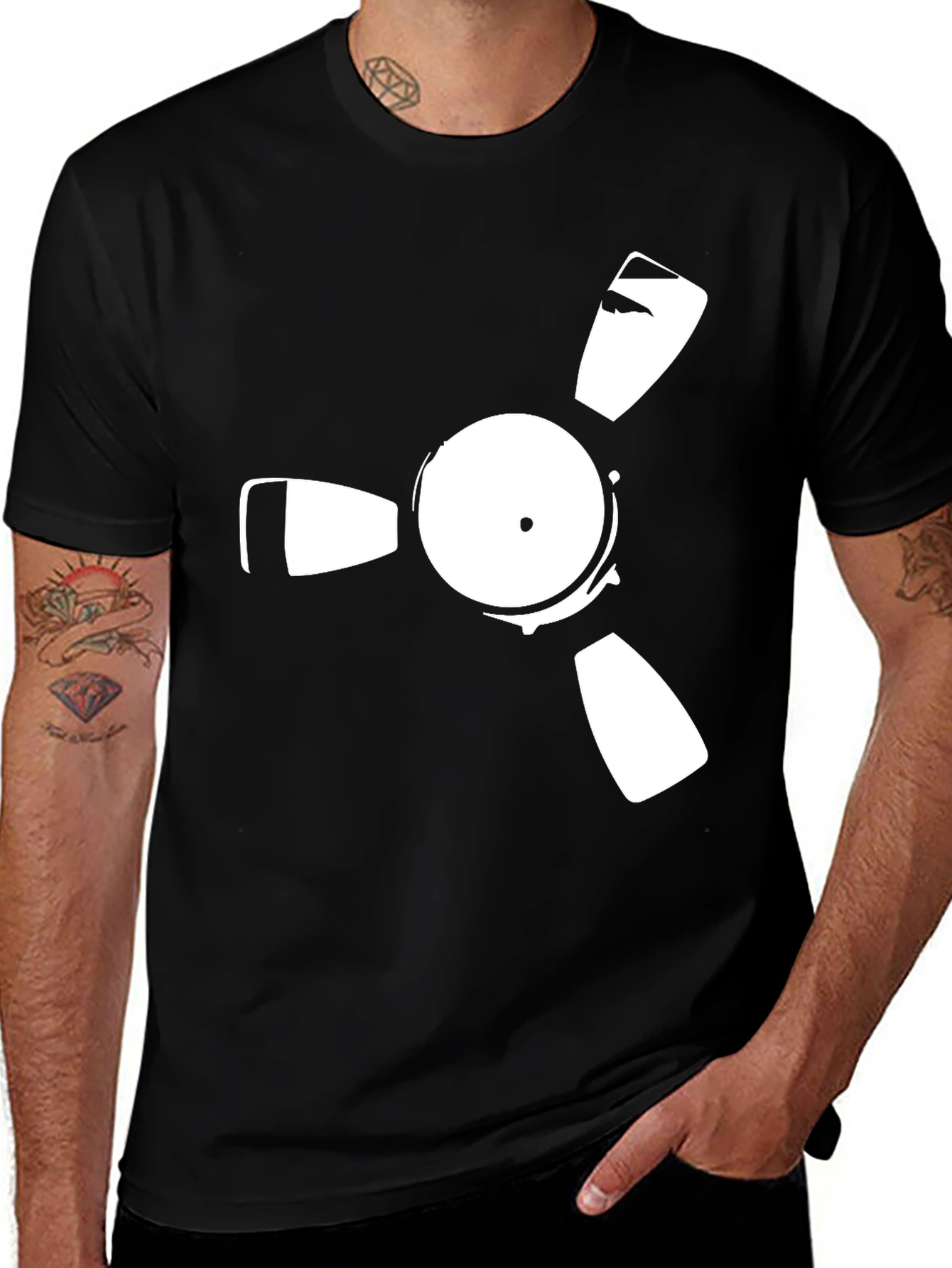 Propeller Graphic Tee - Black Cotton Casual