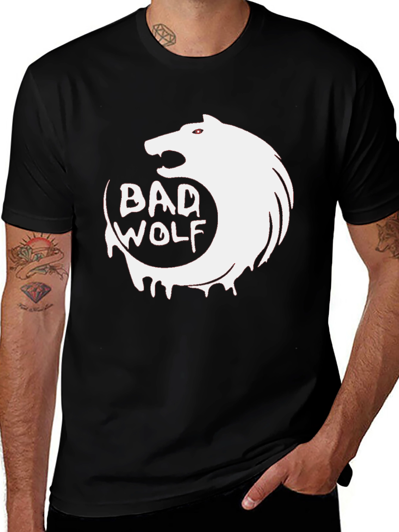 Bad Wolf Graphic T-Shirt - Black Cotton Blend
