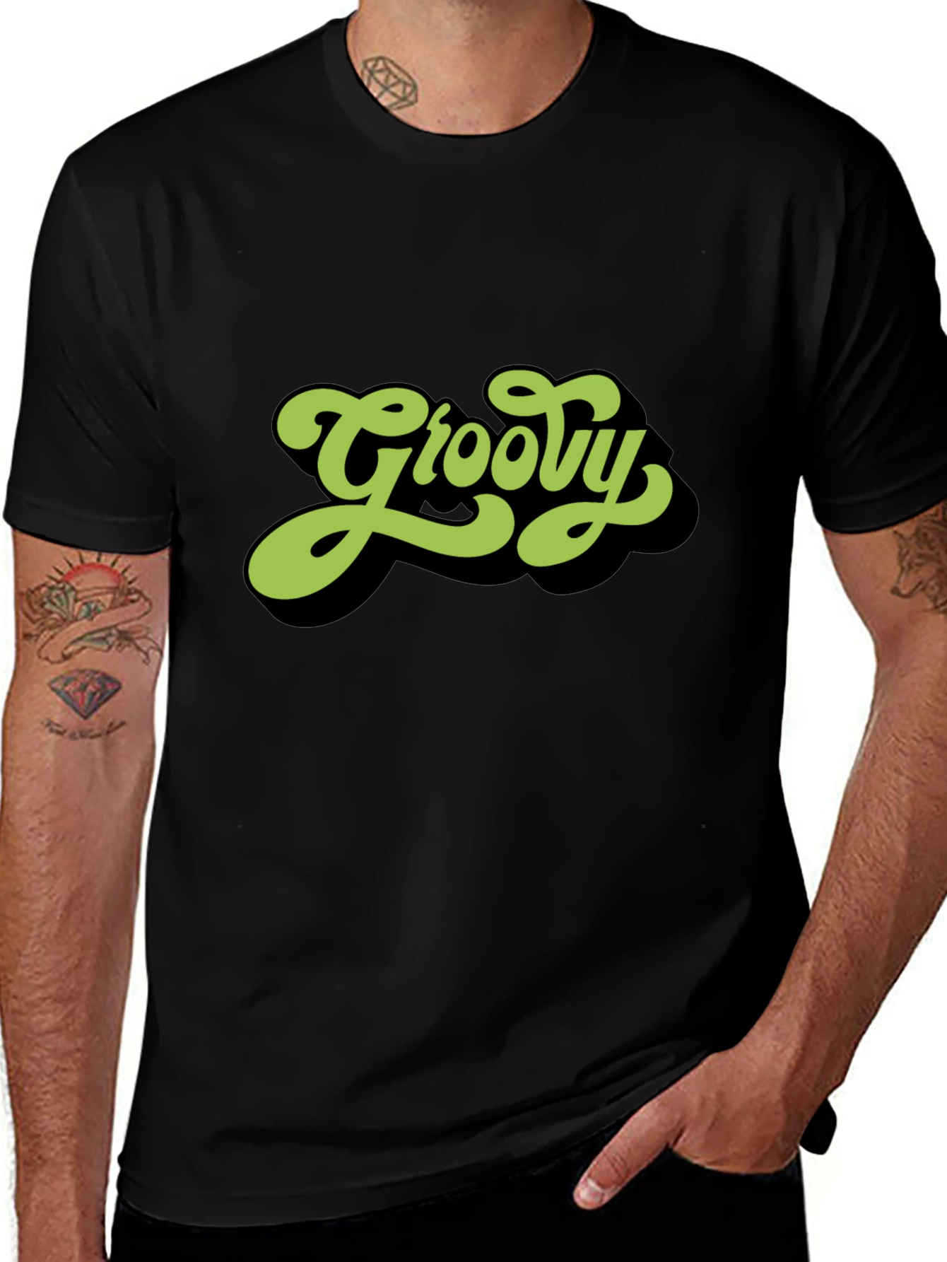 Variant 10 of Groovy Retro Style Black T-Shirt