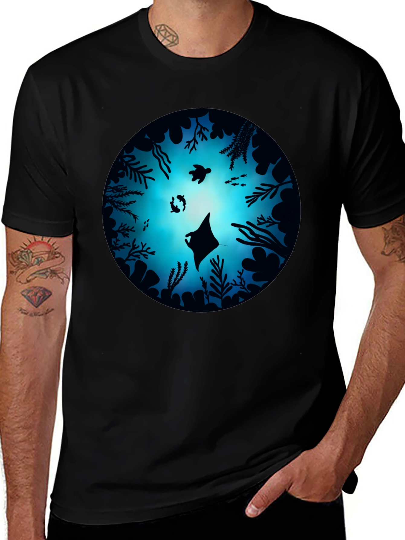 Variant 22 of Ocean Depths Graphic Black T-Shirt