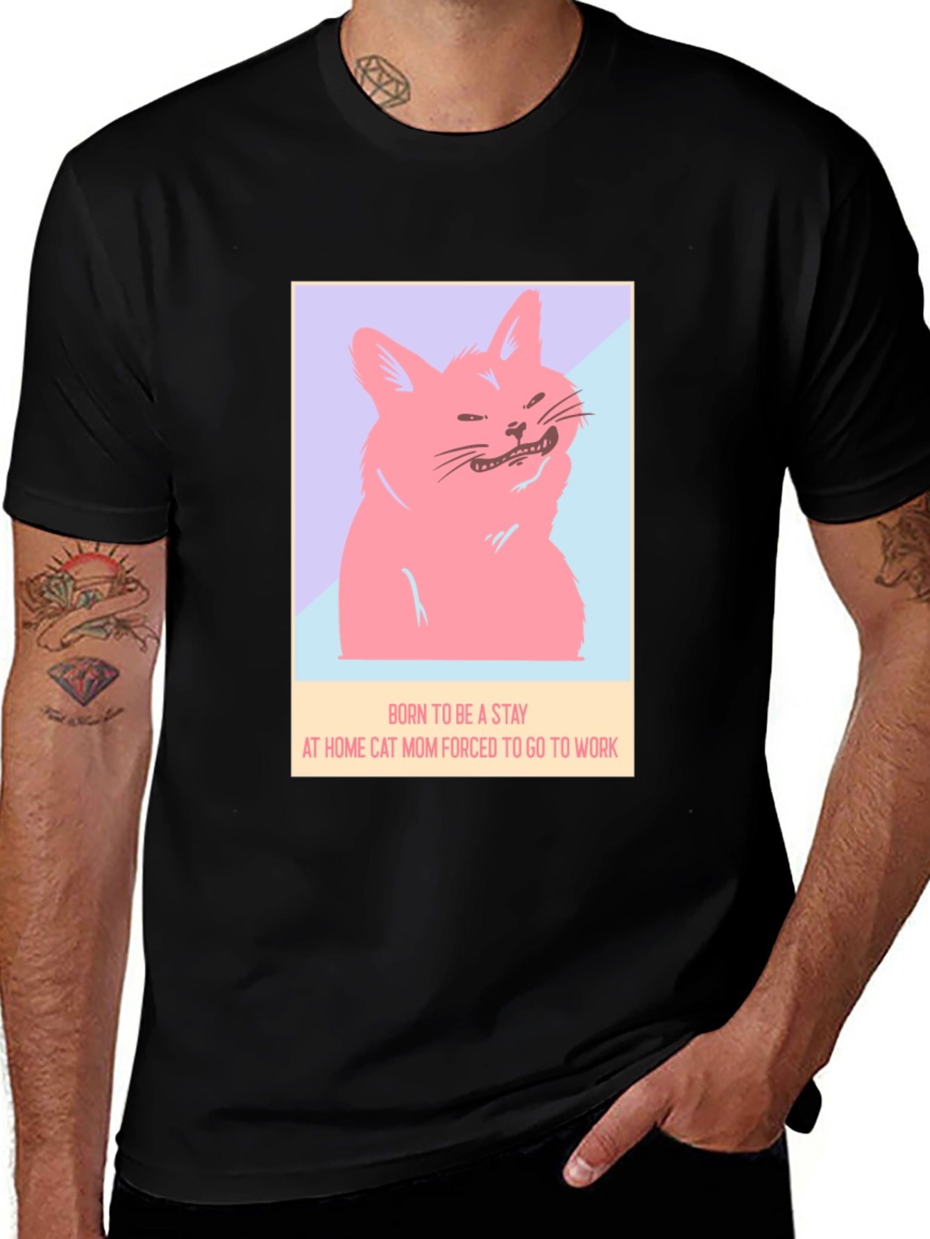 Variant 19 of Funny Cat Mom T-Shirt - Born To Stay At Home