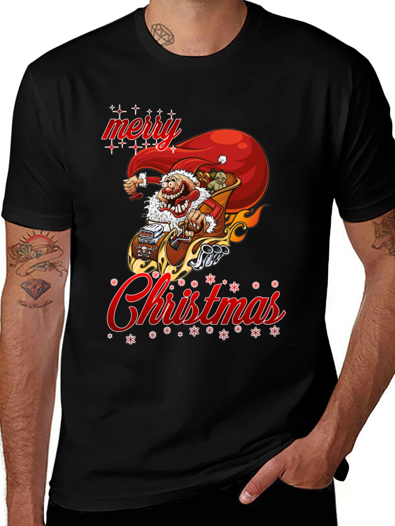 Merry Christmas Santa Hot Rod T-Shirt