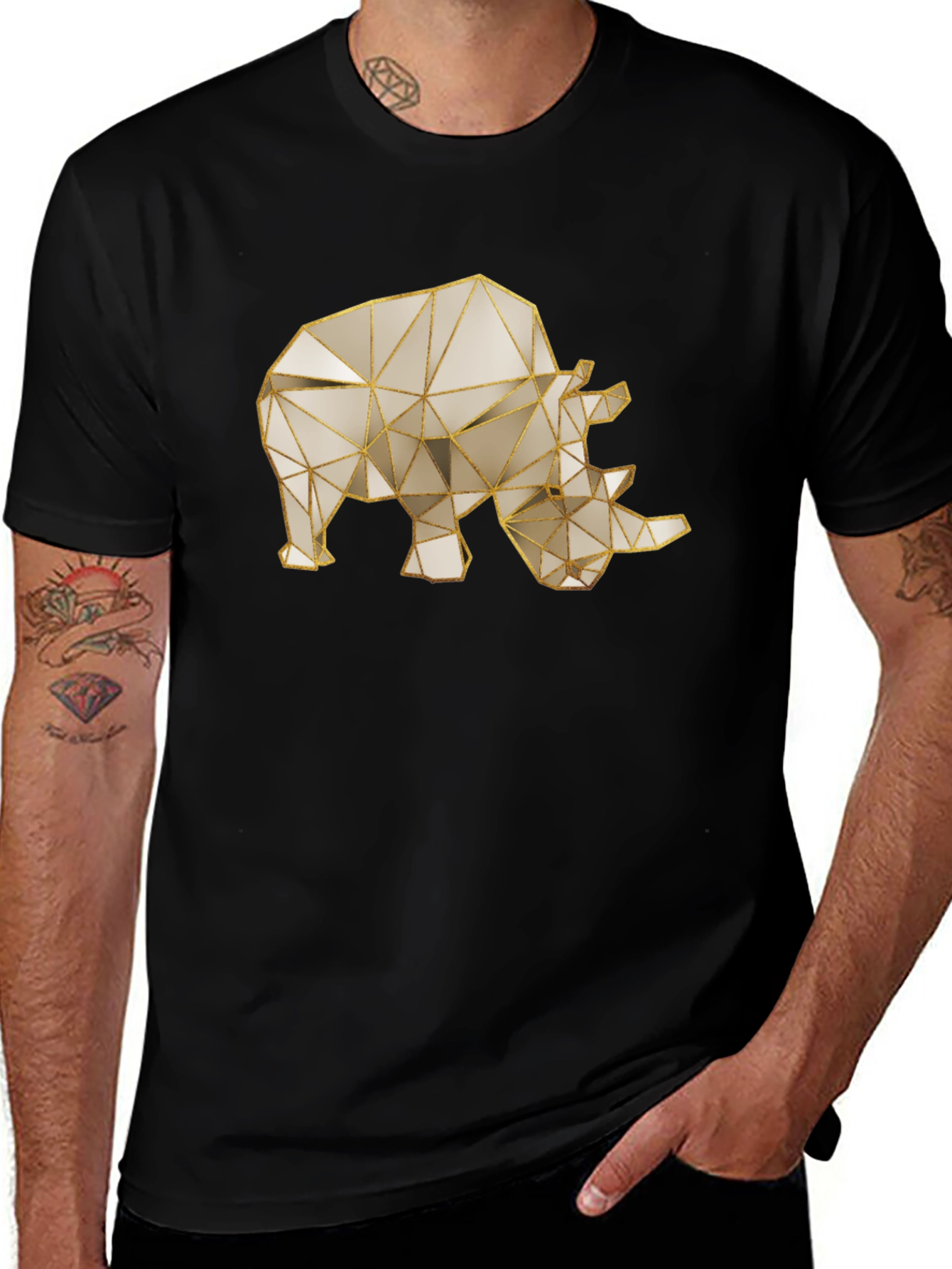 Variant 27 of Geometric Rhino Graphic Tee - Modern Style
