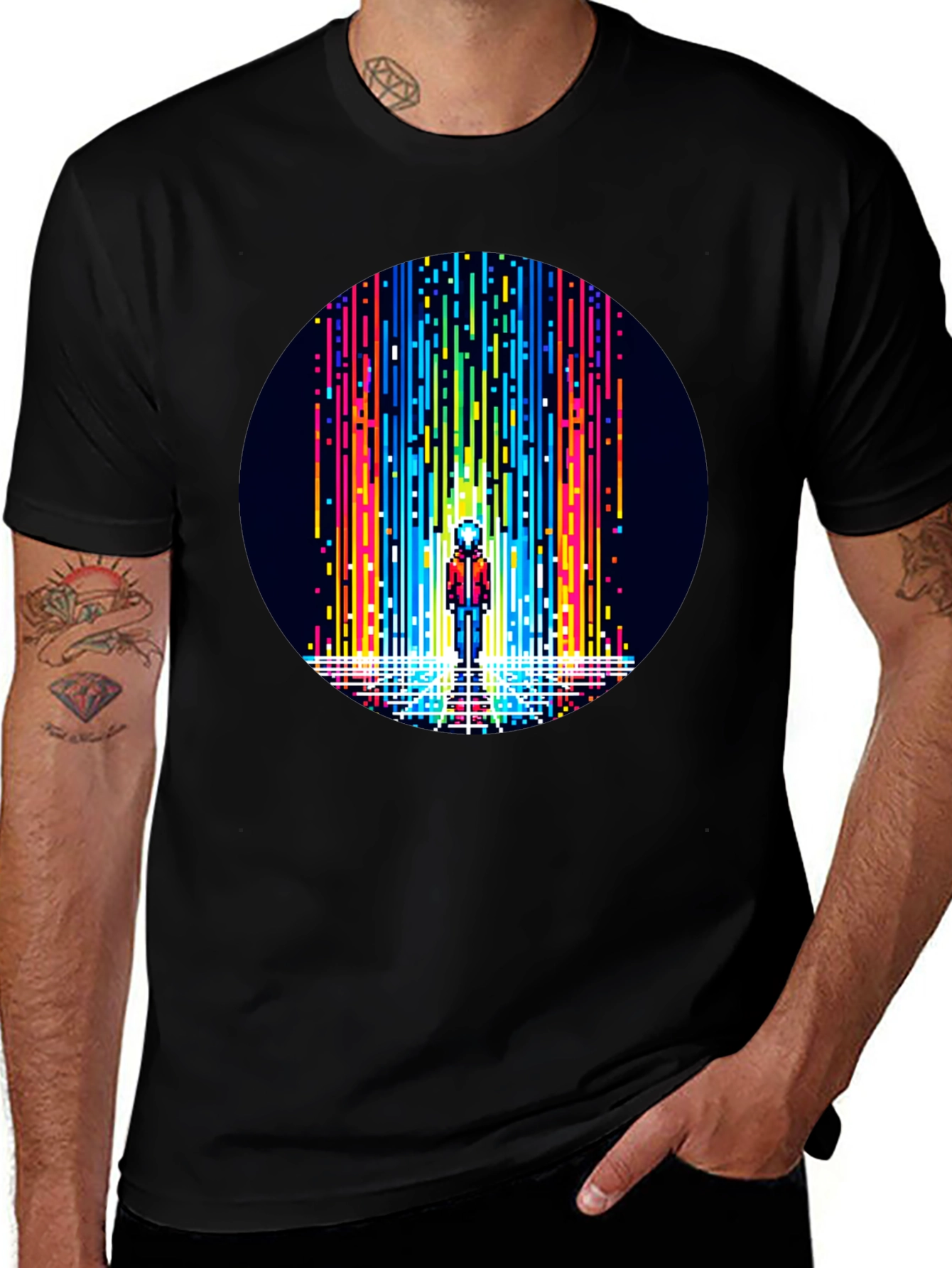Variant 18 of Pixel Art Rainbow Waterfall T-Shirt