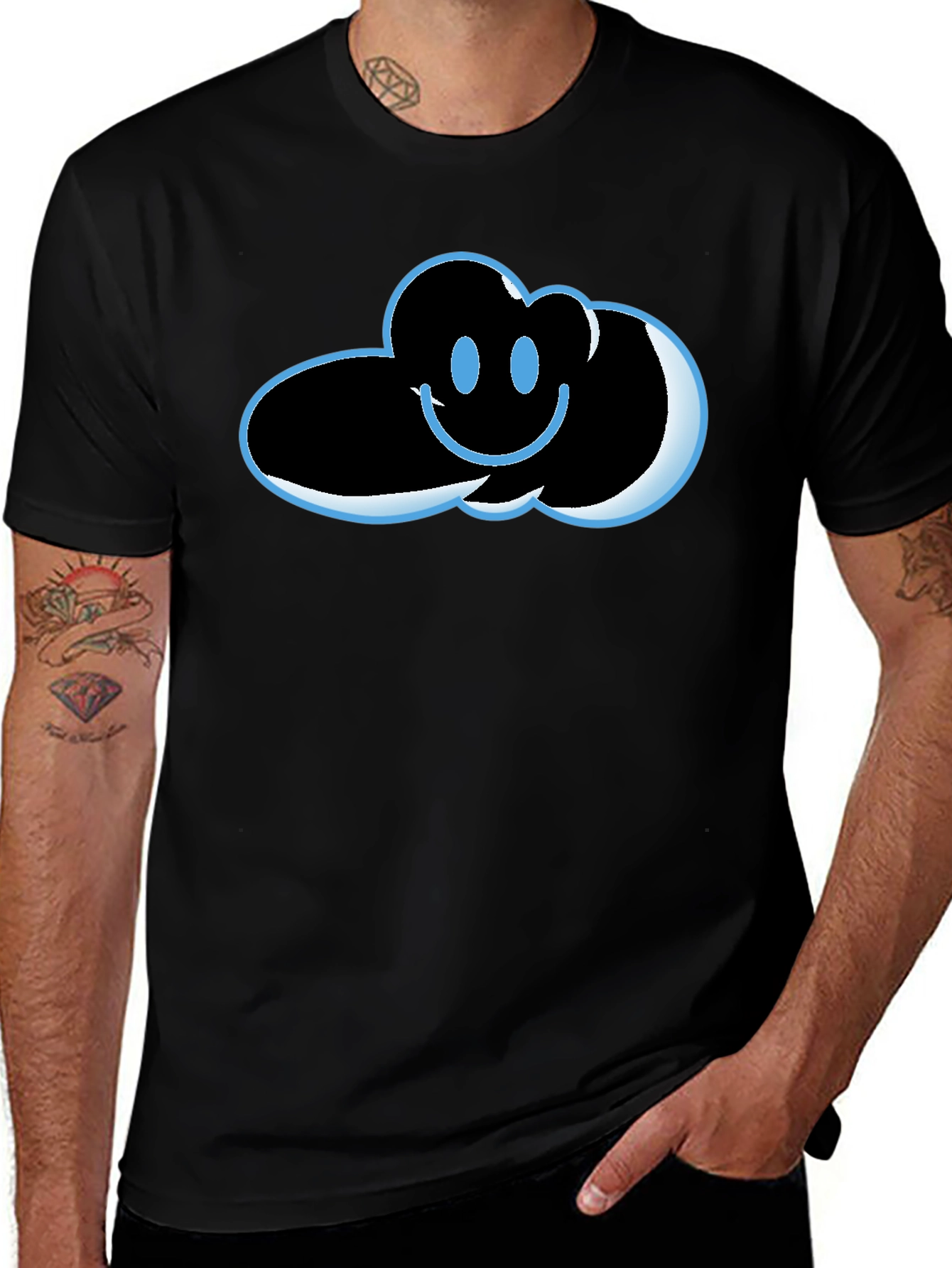 Variant 7 of Cloud Smiley Graphic T-Shirt - Soft Cotton Blend