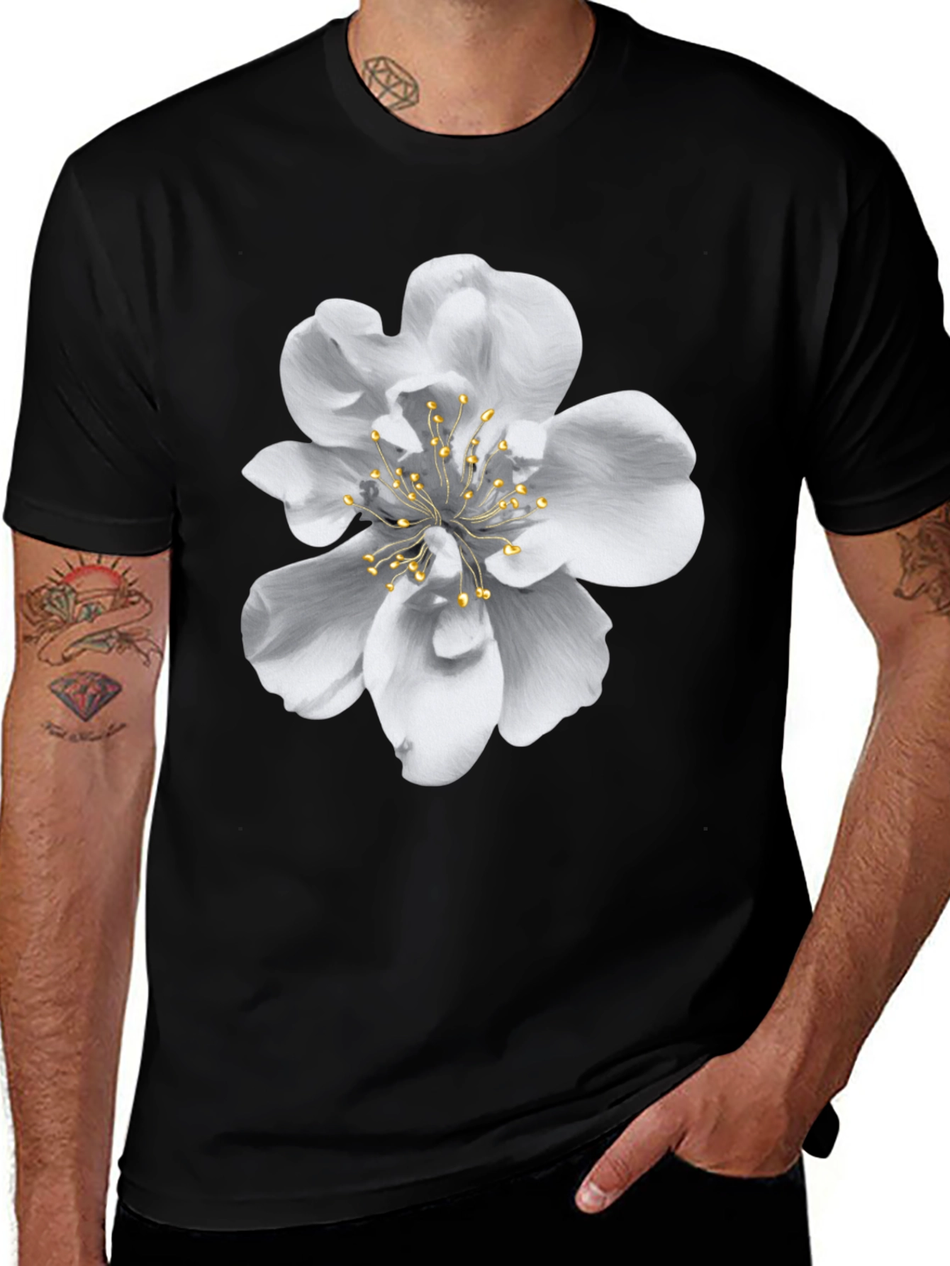 Variant 29 of Floral Blossom Graphic Black T-Shirt