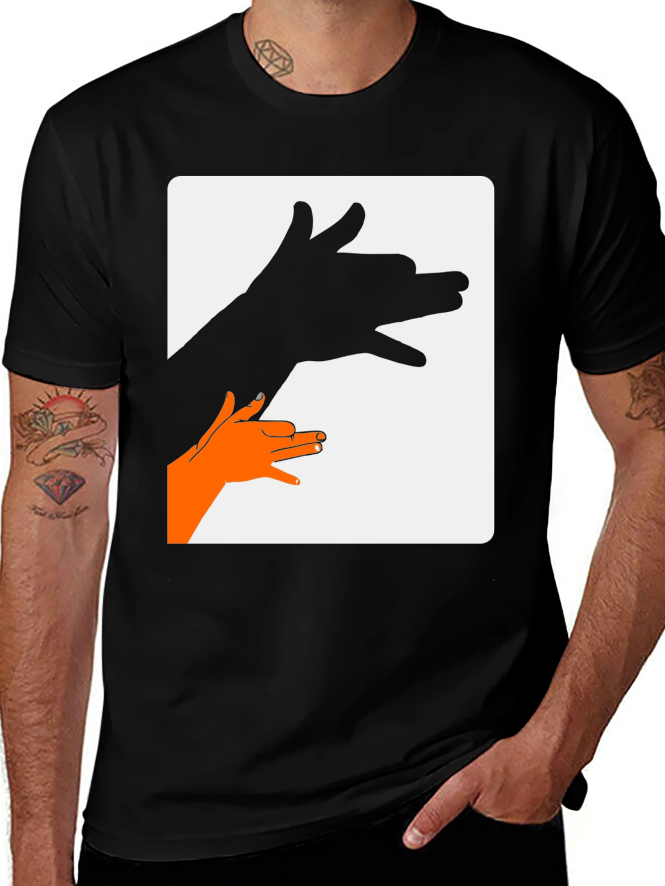 Shadow Puppet Dog Graphic Tee - Black Cotton T-Shirt