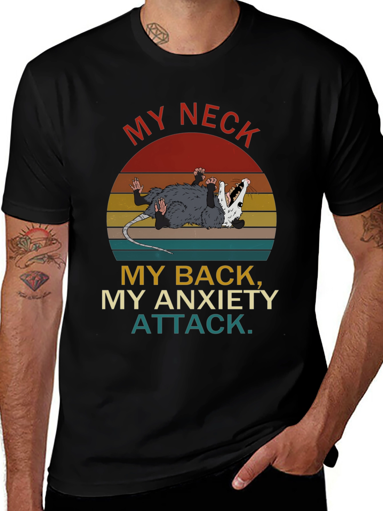 Variant 12 of My Neck My Back Anxiety Attack Opossum T-Shirt