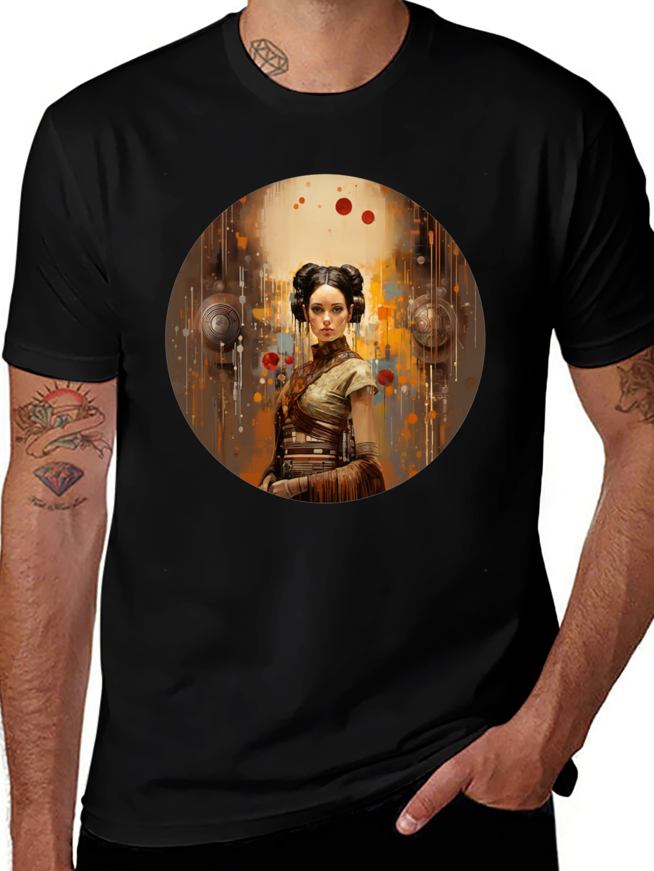 Variant 2 of Sci-Fi Princess Graphic Tee - Soft Black Cotton Blend