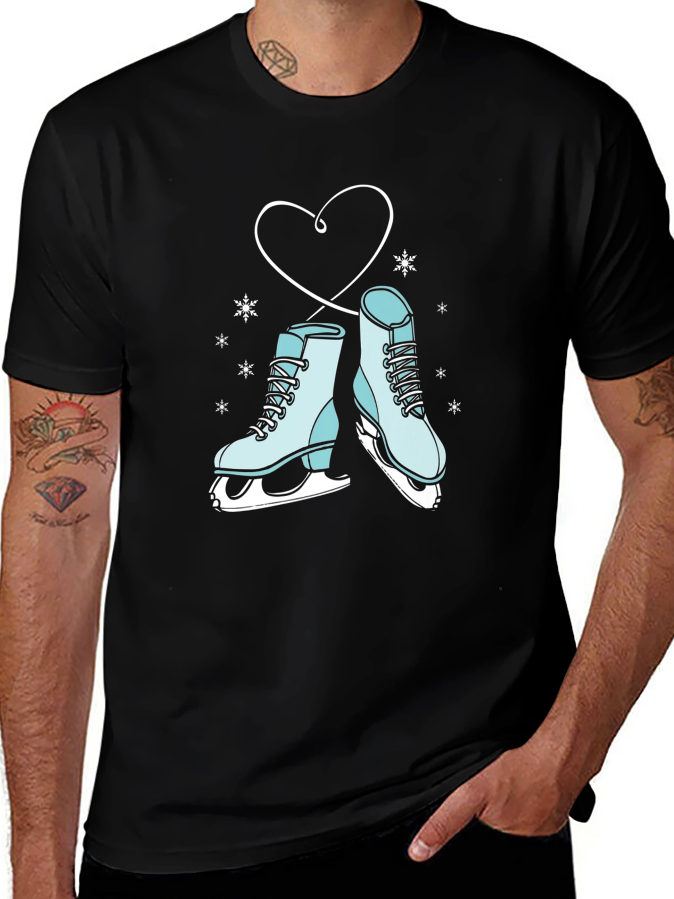 Variant 22 of Ice Skate Heart Graphic Tee - Winter Fashion