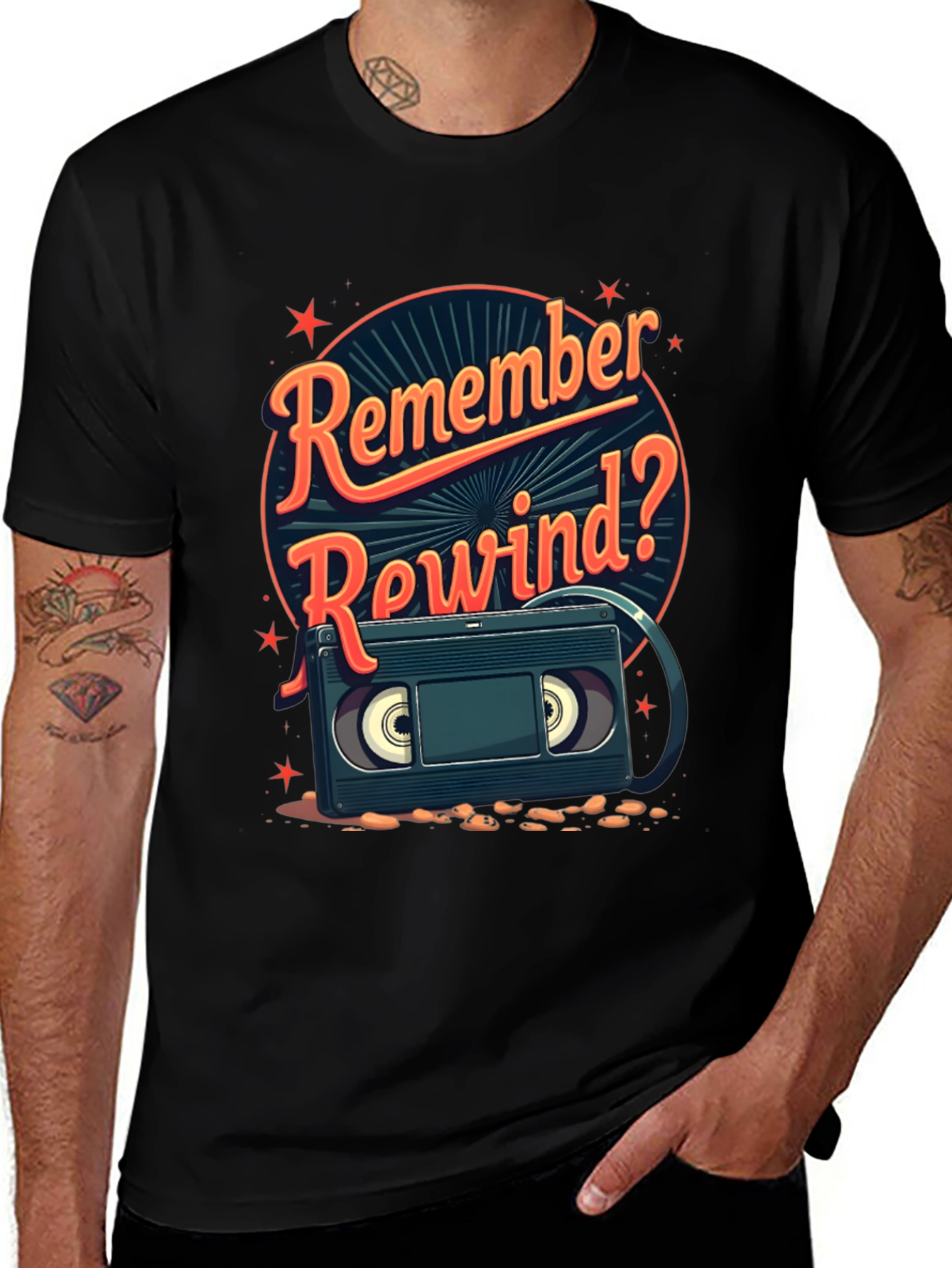 Remember Rewind? Retro VHS Cassette Tape T-Shirt