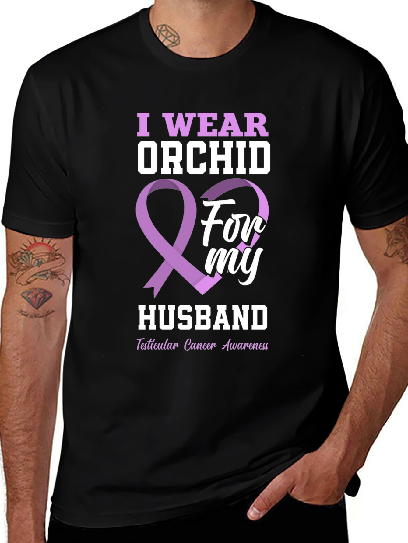 Variant 4 of Orchid Ribbon Husband Cancer Awareness T-Shirt