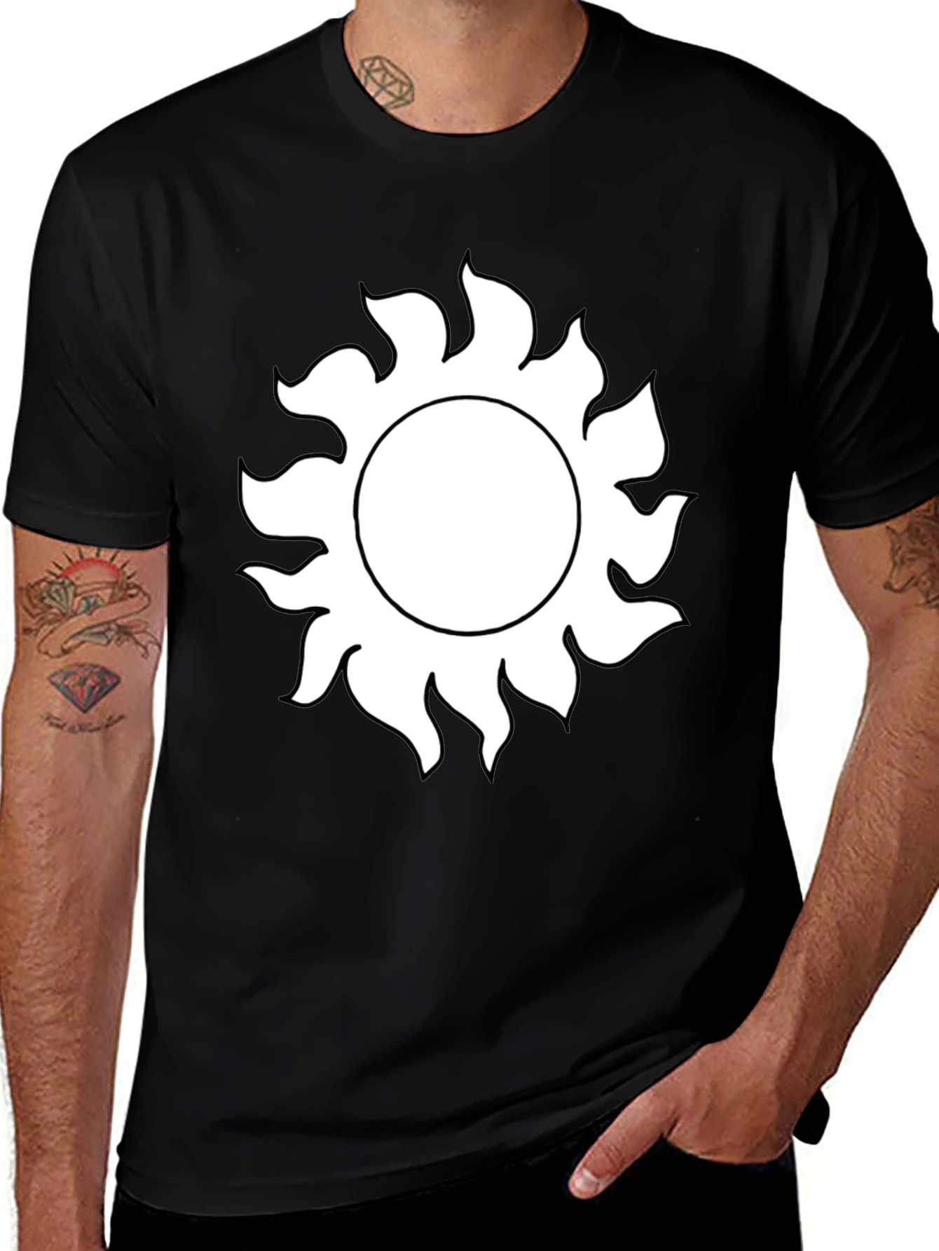 Variant 13 of Sun Graphic Tee - Bold Black Cotton T-Shirt