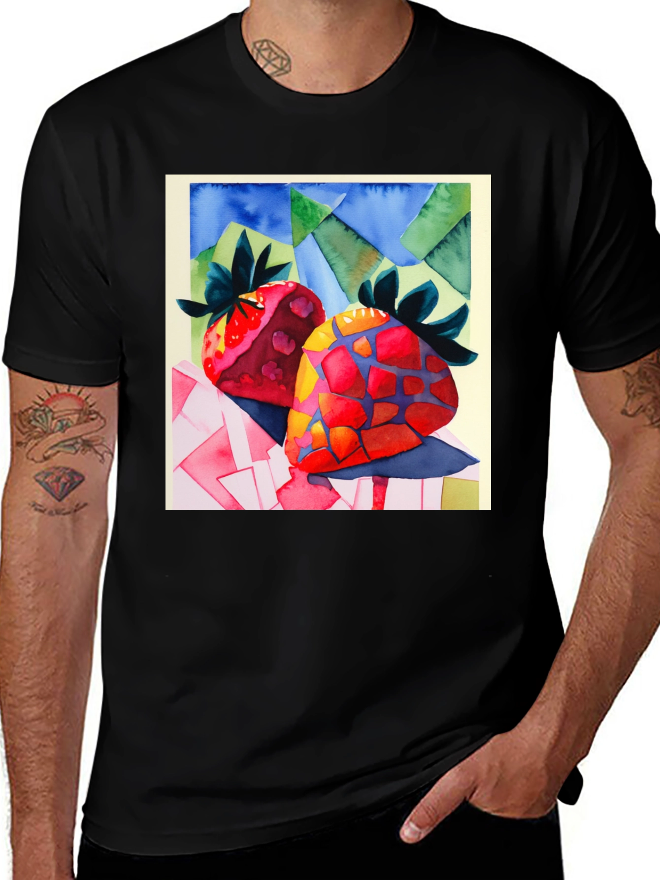 Variant 10 of Abstract Strawberry Art Graphic Tee
