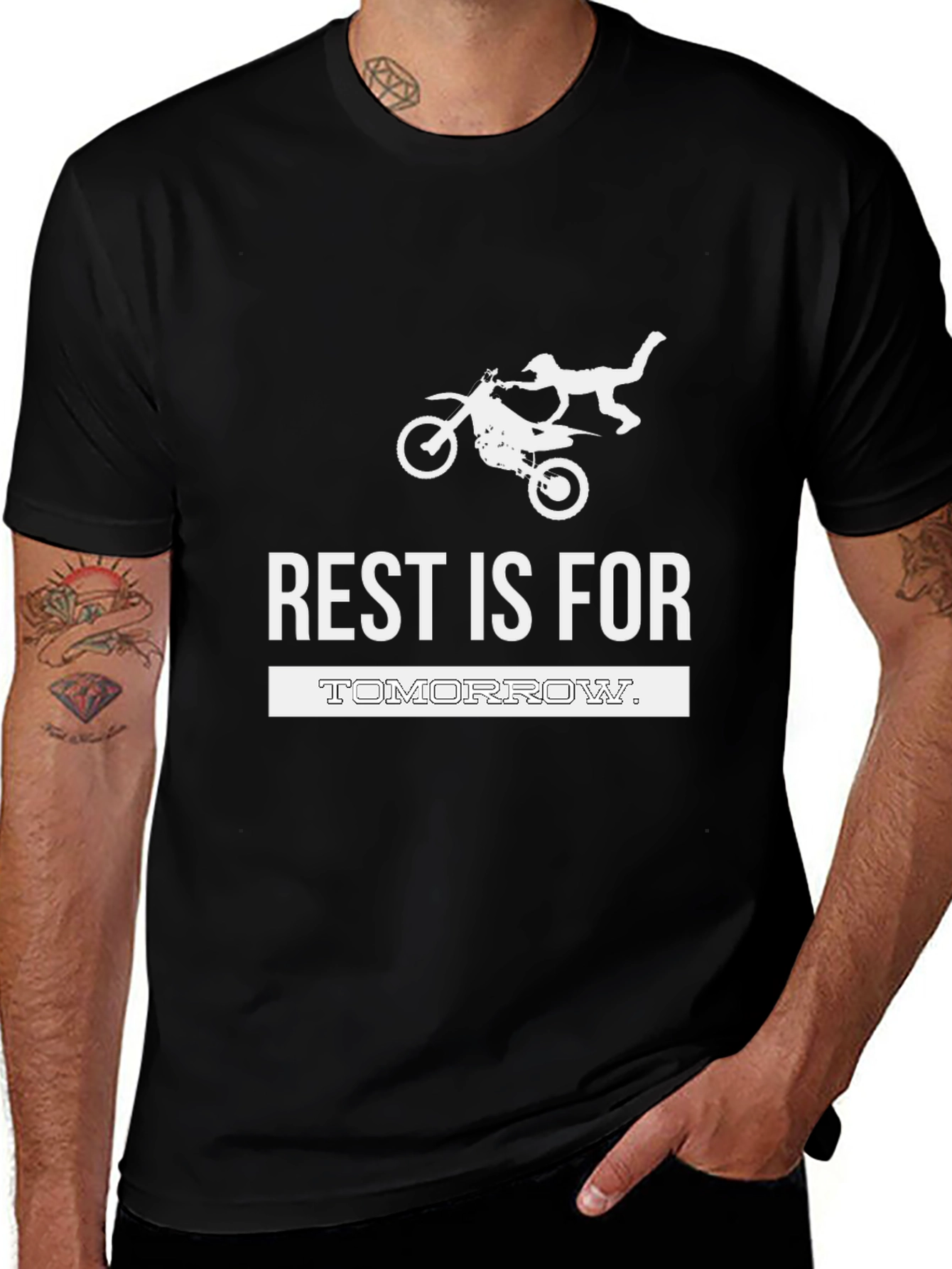 Variant 12 of Rest is for Tomorrow T-Shirt: Motocross Stunt Design