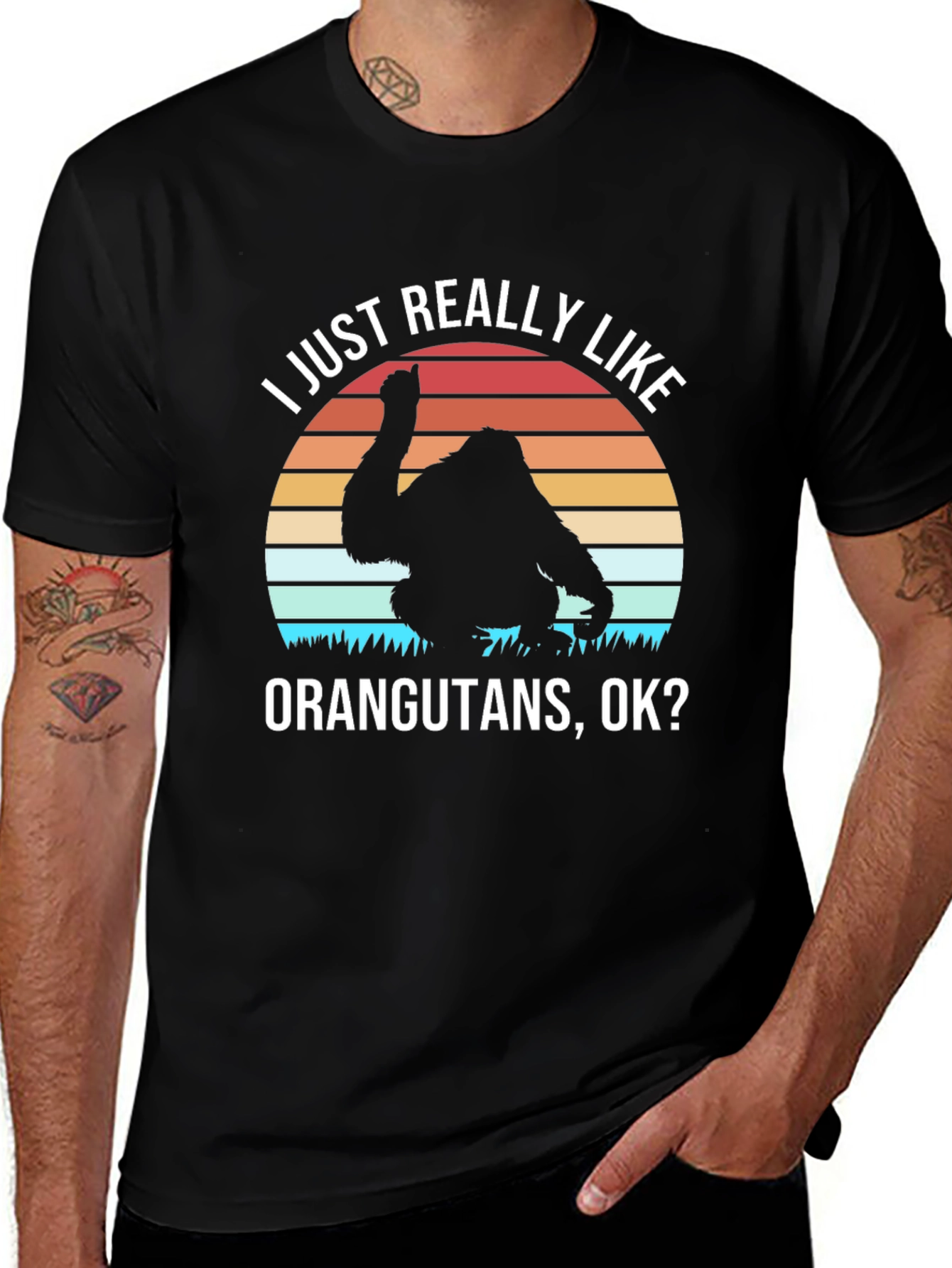 Variant 16 of Orangutan Lover T-Shirt, Retro Sunset Design
