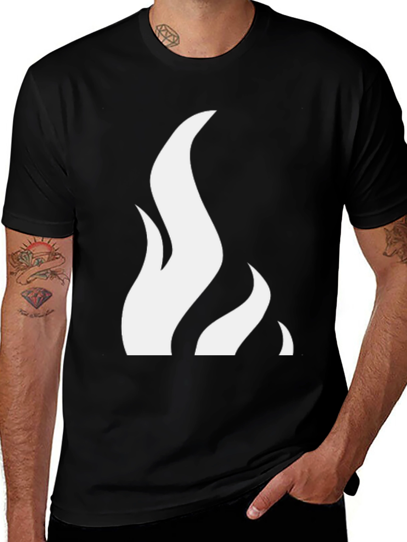 Variant 20 of Flame Graphic Tee - Black Cotton Blend Shirt