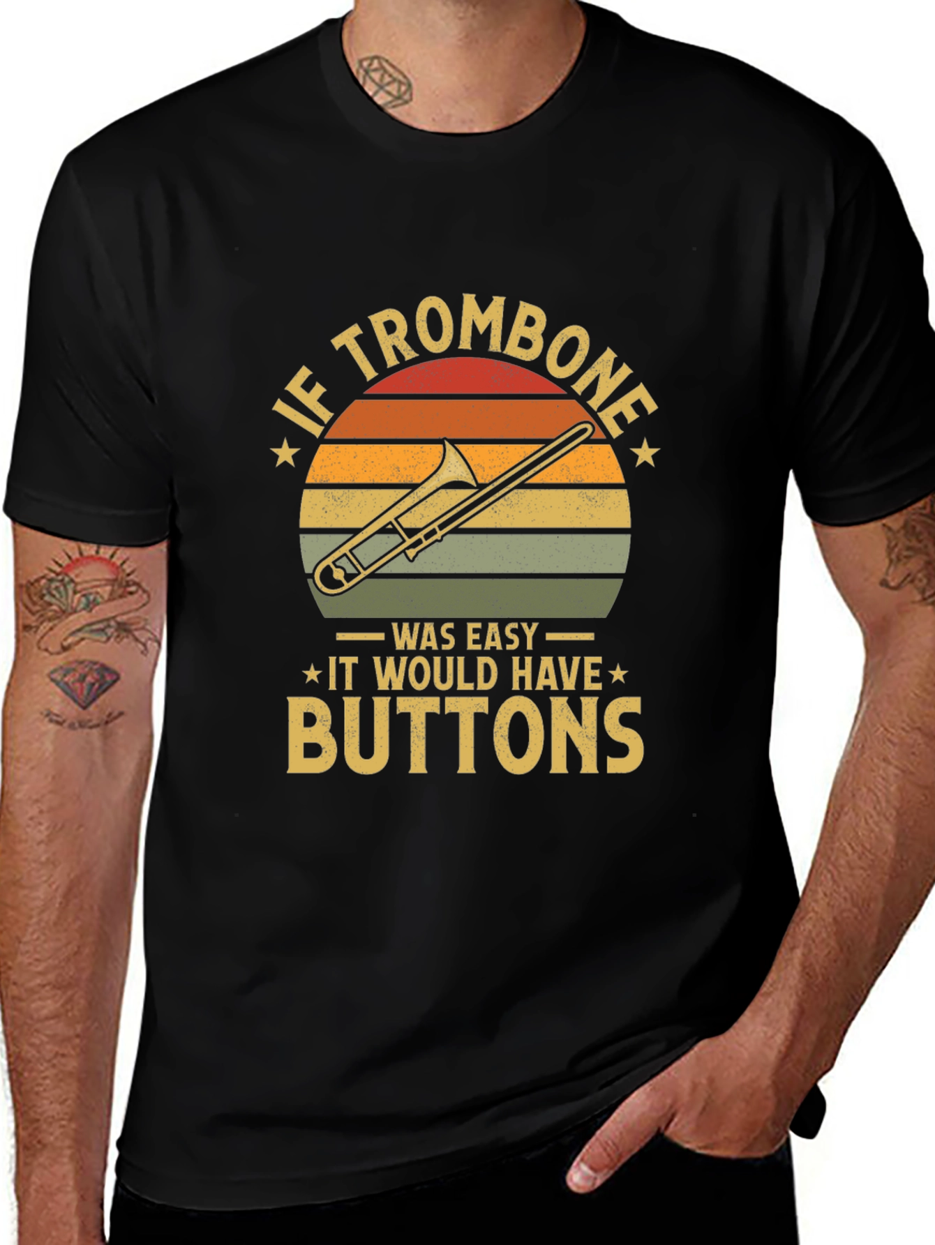 Variant 17 of Funny Trombone T-Shirt - If Trombone Was Easy Buttons