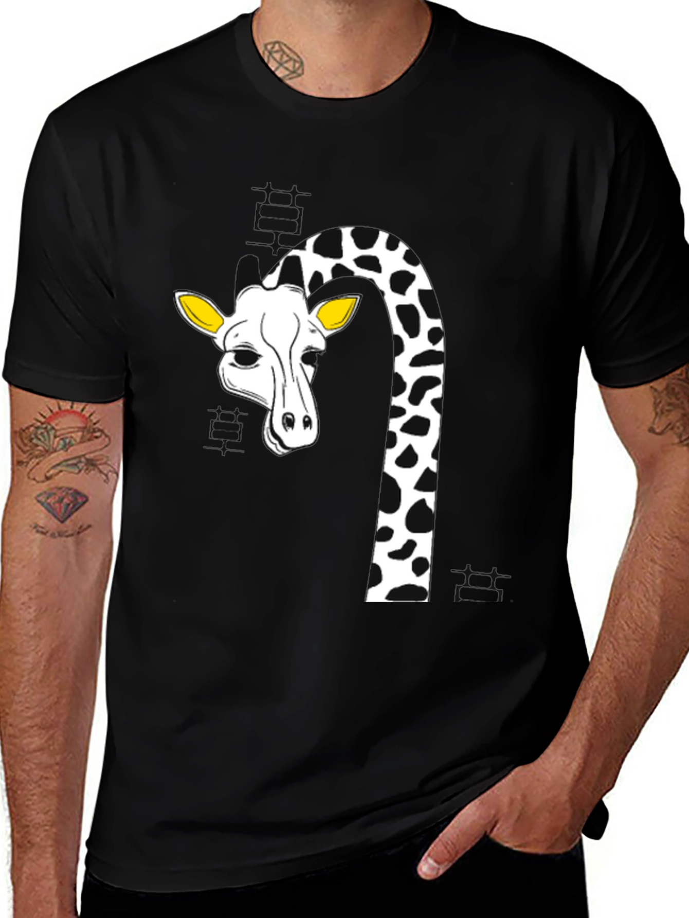 Variant 15 of Giraffe Graphic Tee - Black Cotton Blend
