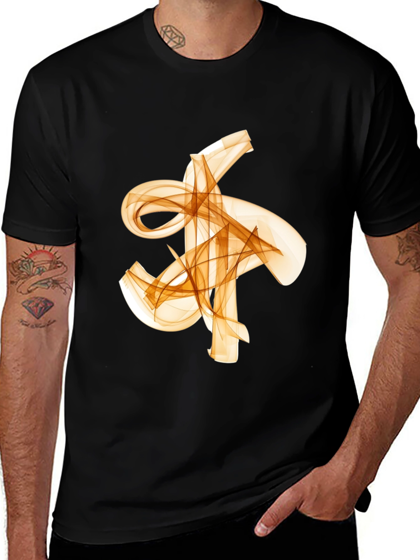 Variant 15 of Abstract Flowy Graphic Print Black T-Shirt