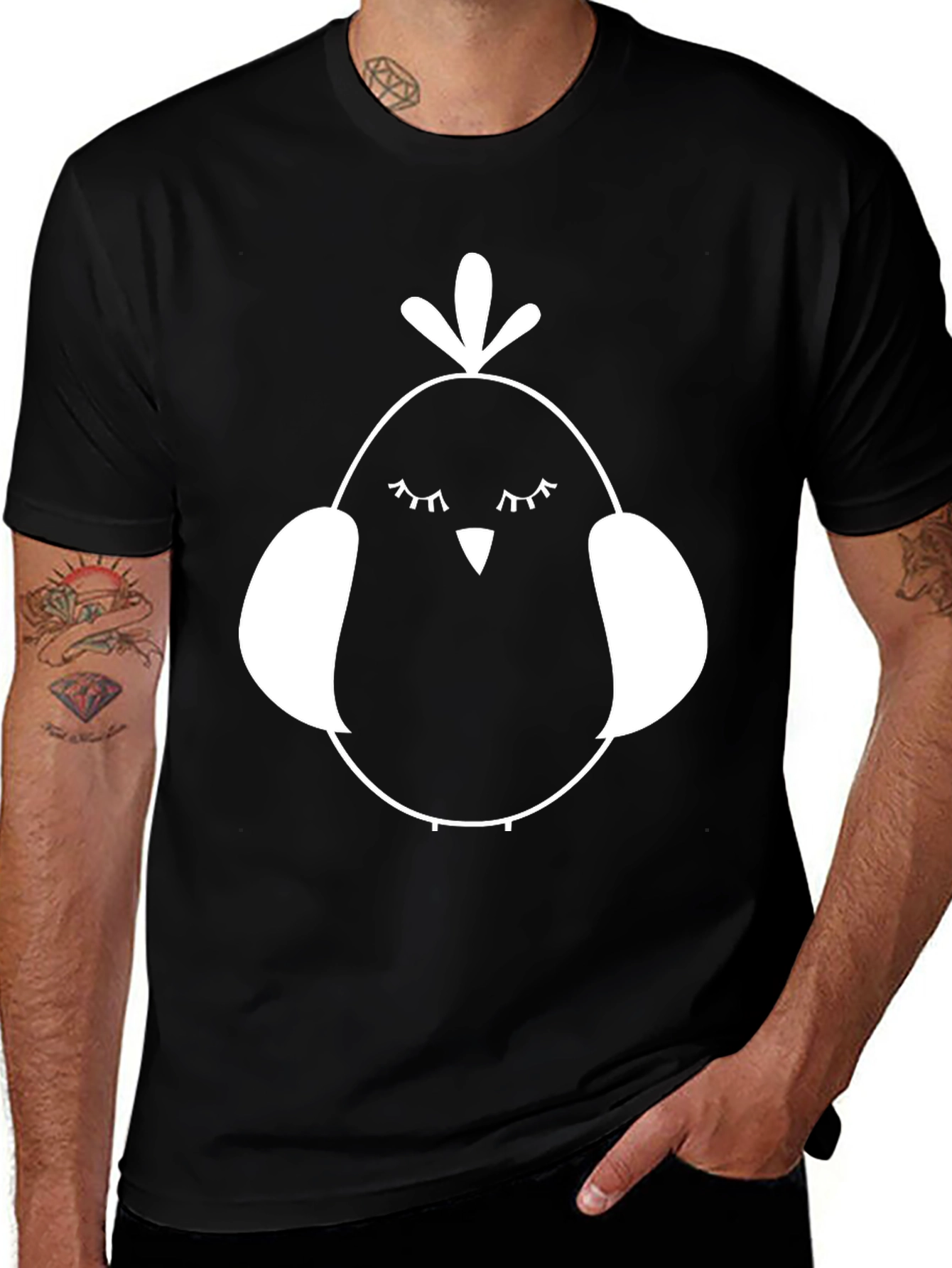 Variant 8 of Cute Chick Graphic Tee - Soft Black T-Shirt