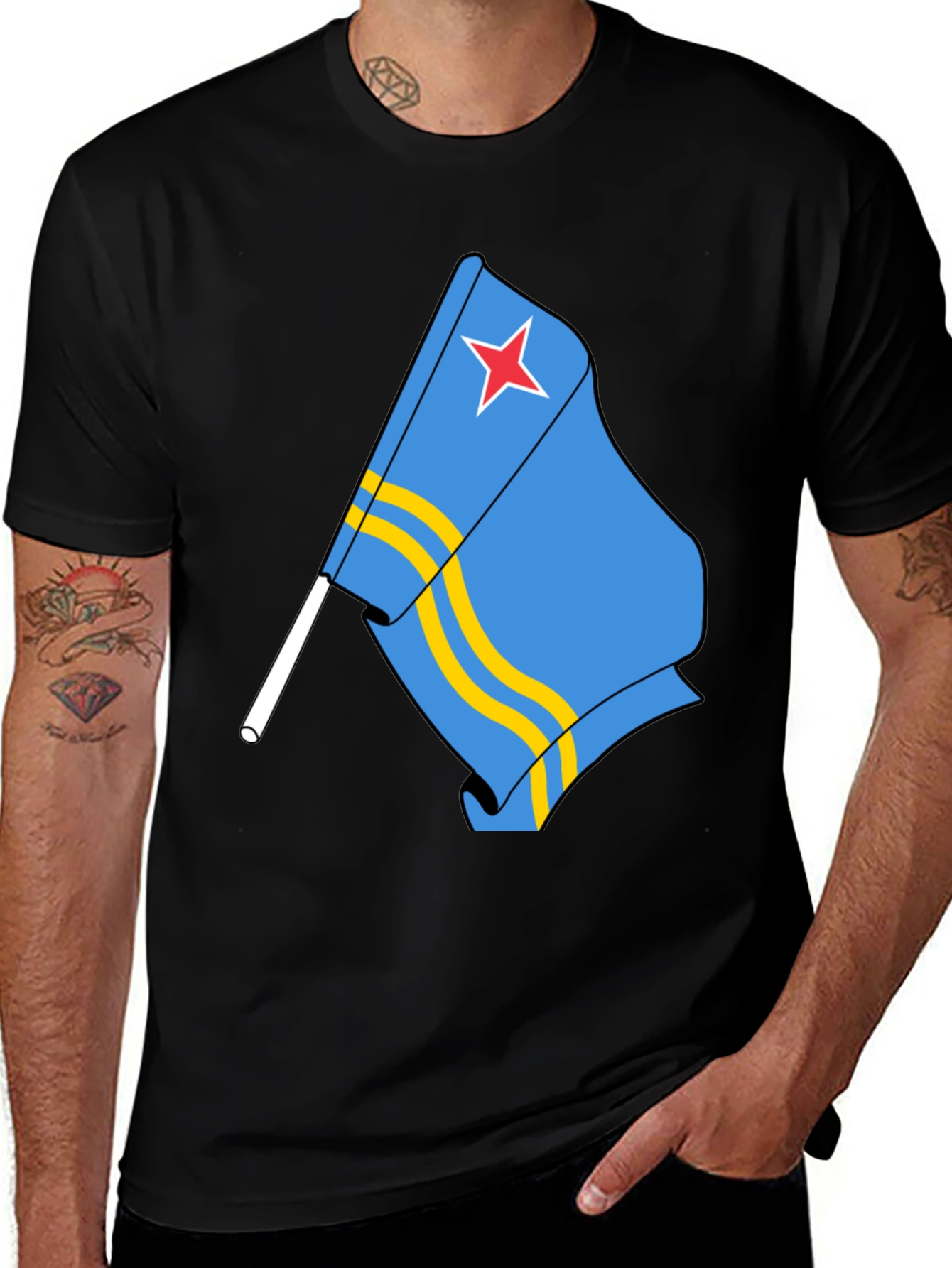 Aruba Flag Black T-Shirt