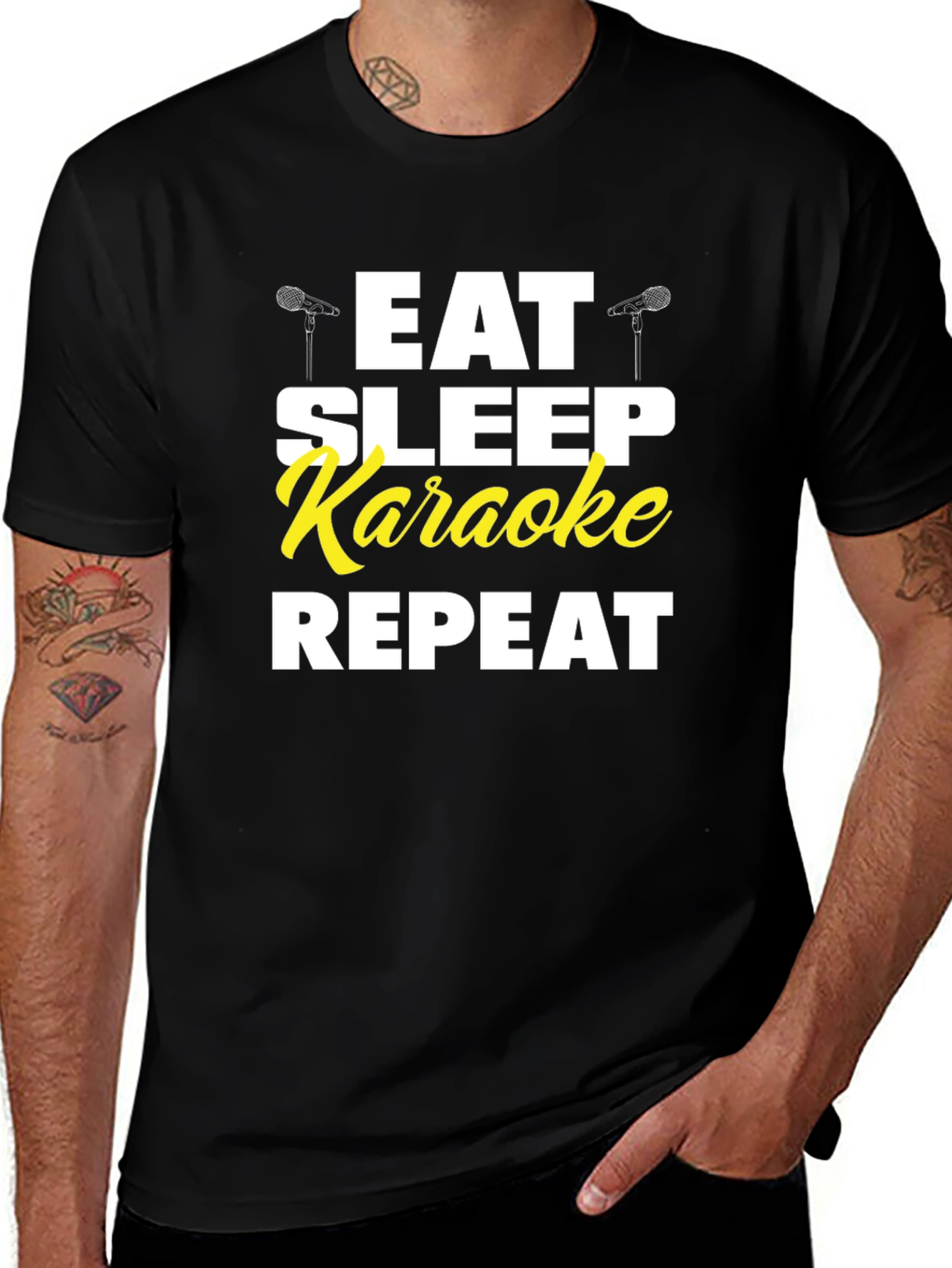 Variant 24 of Eat Sleep Karaoke Repeat Black Graphic Tee