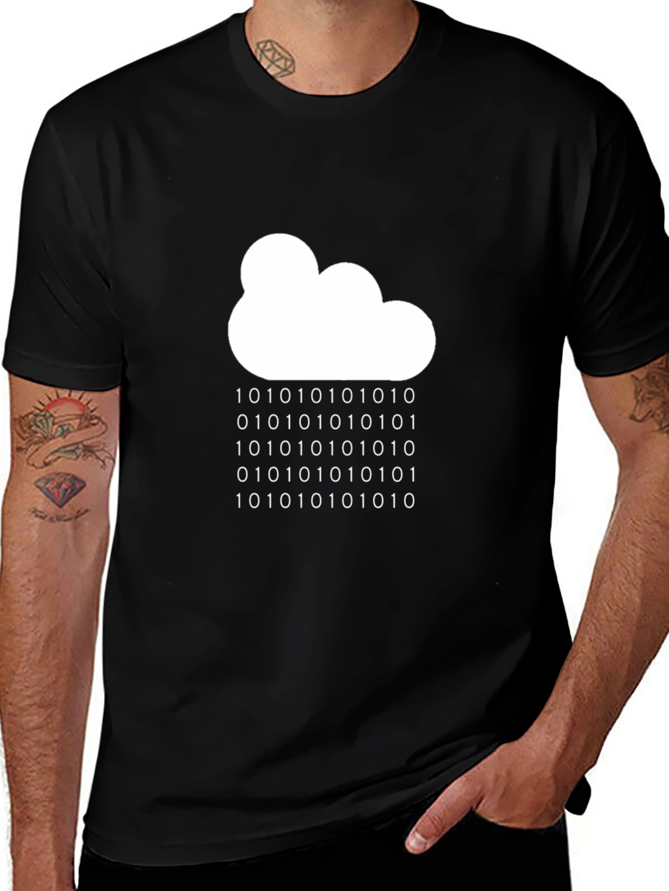 Variant 4 of Cloud Binary Code T-Shirt - Geeky Style