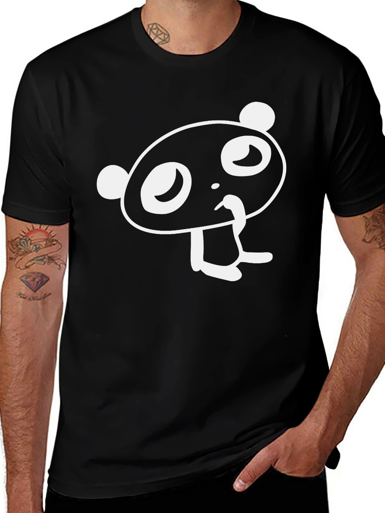 Variant 27 of Fun Panda Graphic Tee - Men's Black T-Shirt