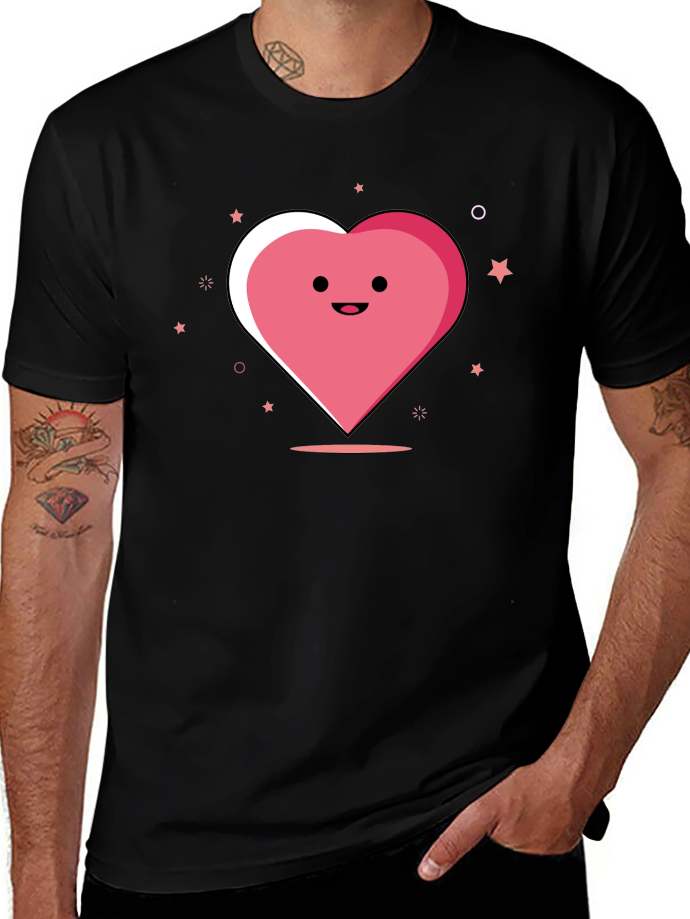 Variant 20 of Cute Heart Graphic Black T-Shirt