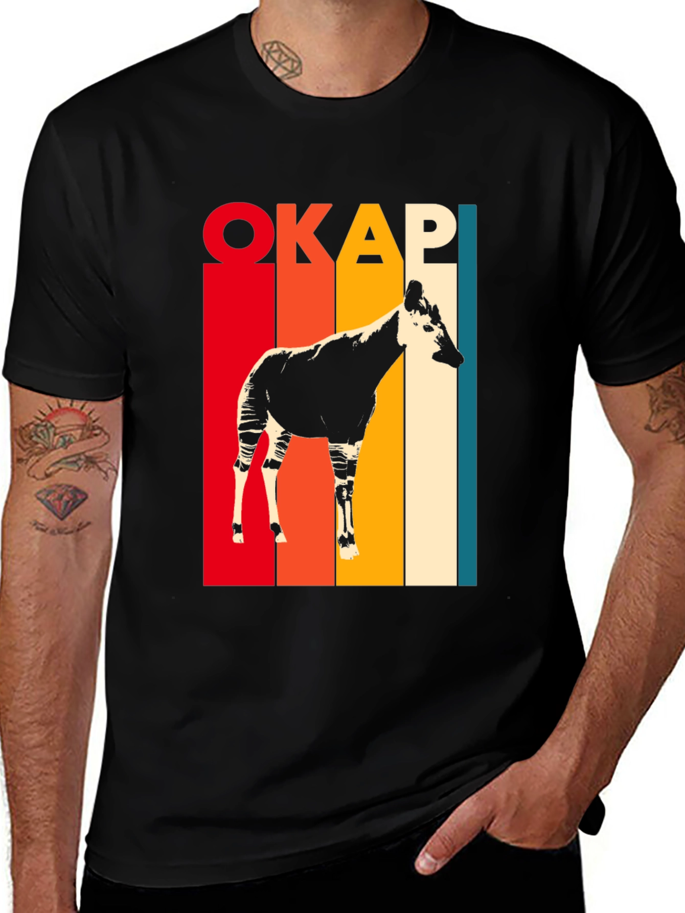 Retro Okapi Graphic Tee - Stylish Animal Lover T-Shirt