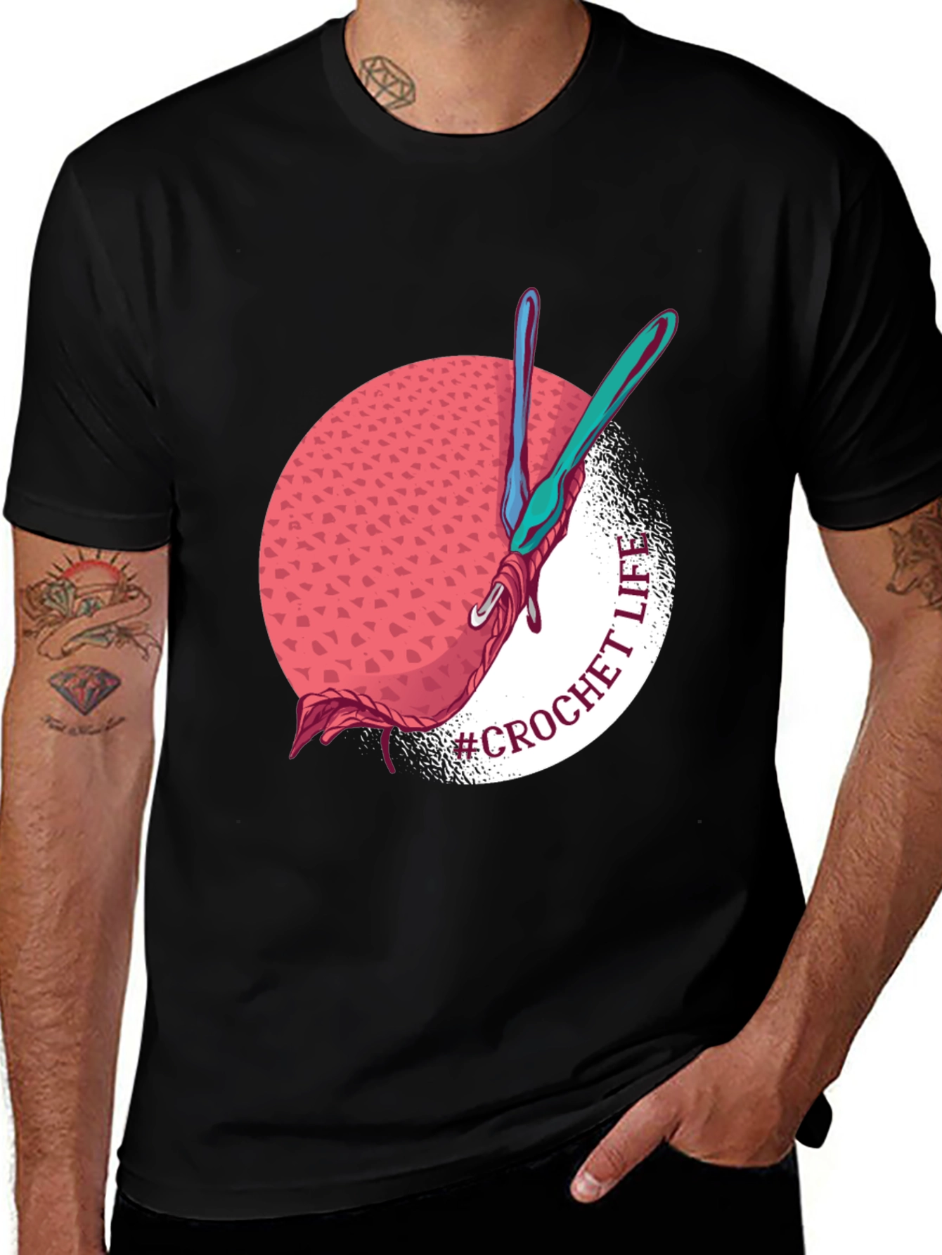 Crochet Life Graphic Tee - Black Cotton Blend