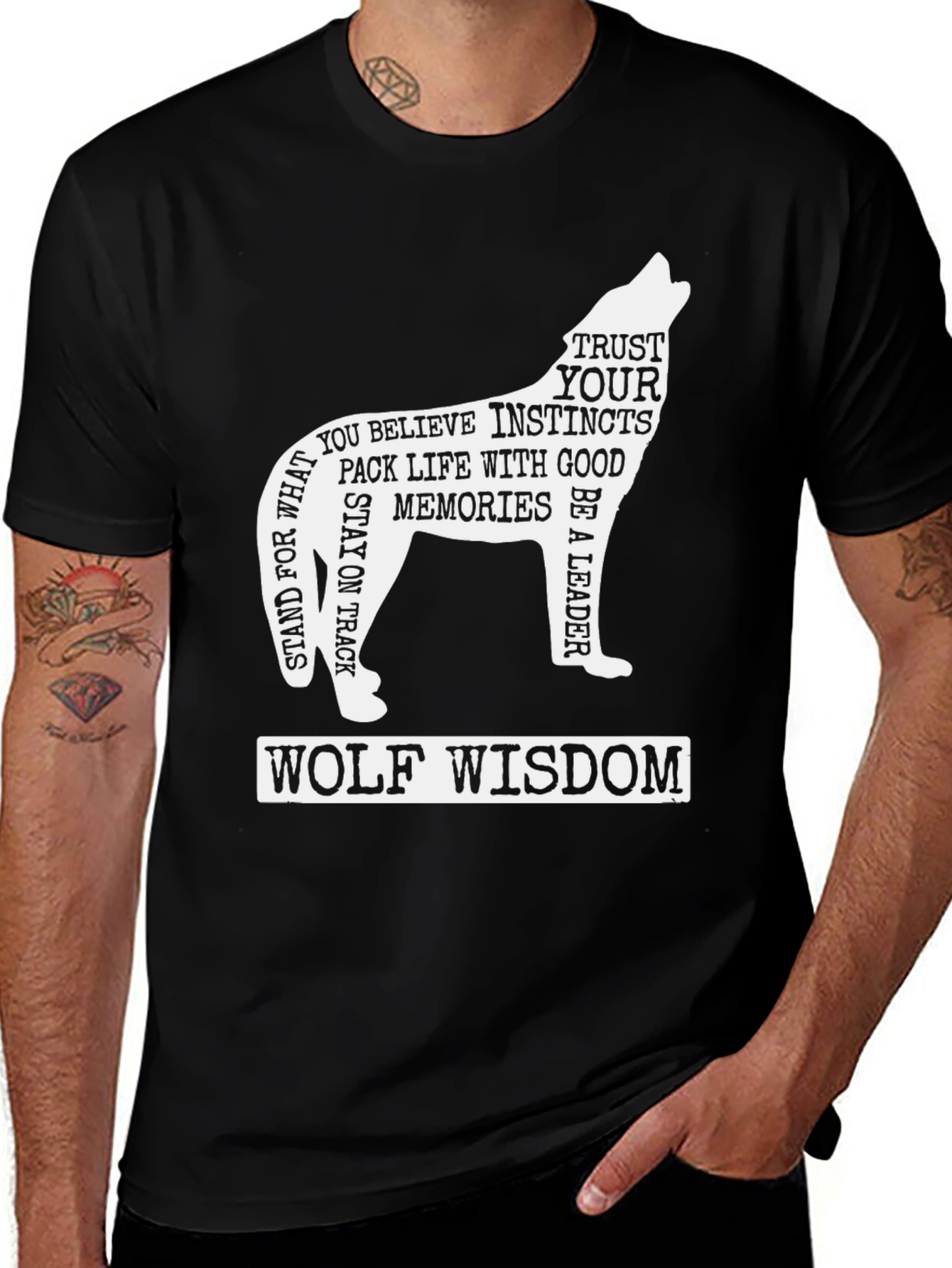 Variant 14 of Wolf Wisdom T-Shirt - Inspirational Graphic Tee