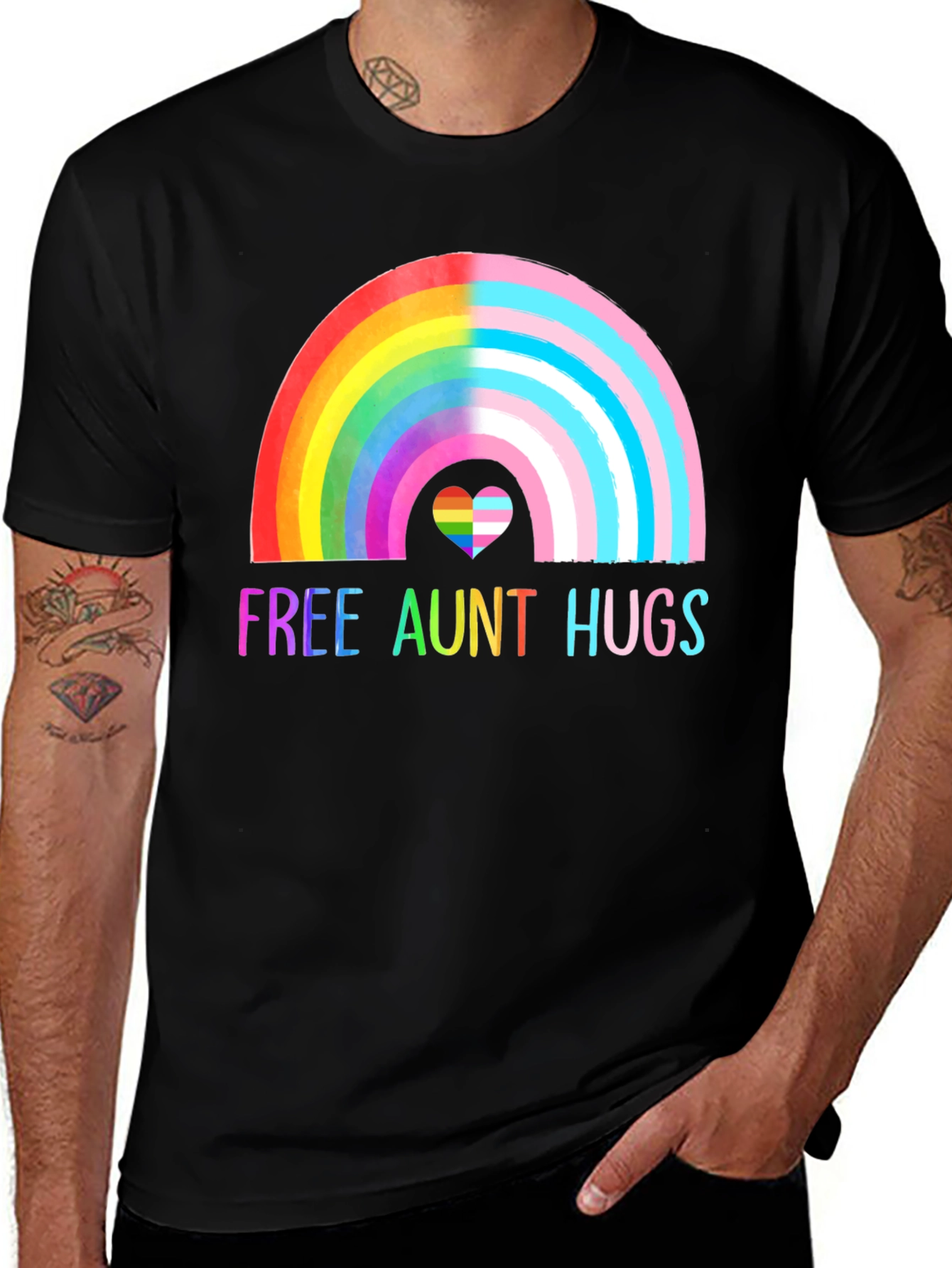 Free Aunt Hugs Pride T-Shirt LGBT Rainbow Tee