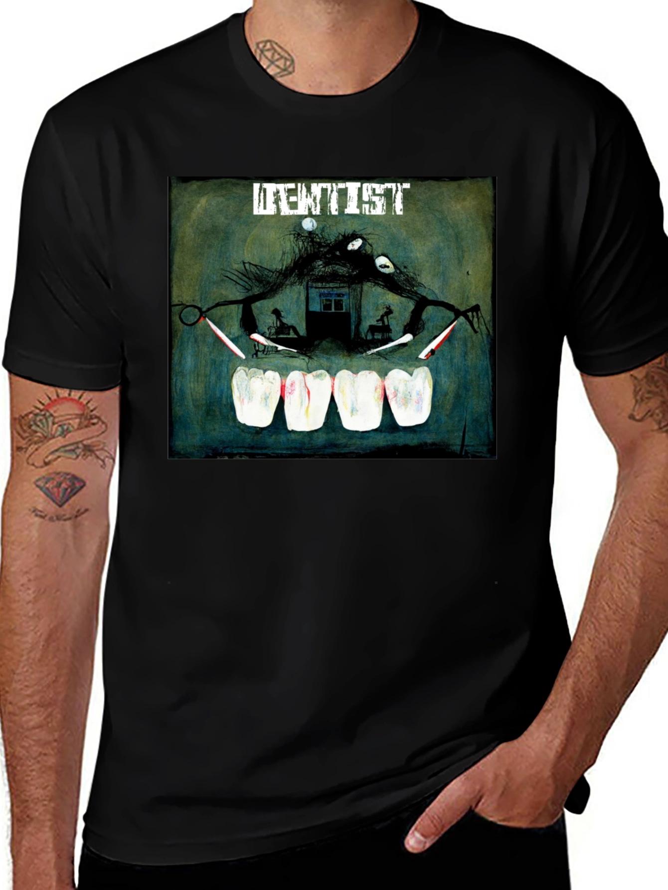 Variant 15 of Dentist Graphic Tee - Spooky Dental Art Shirt
