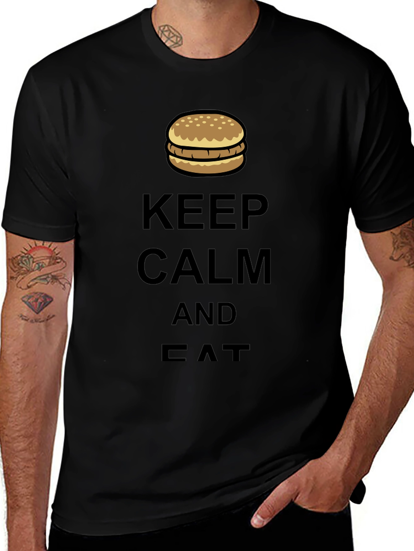 Variant 14 of Keep Calm & Eat Burger Graphic Tee - Black