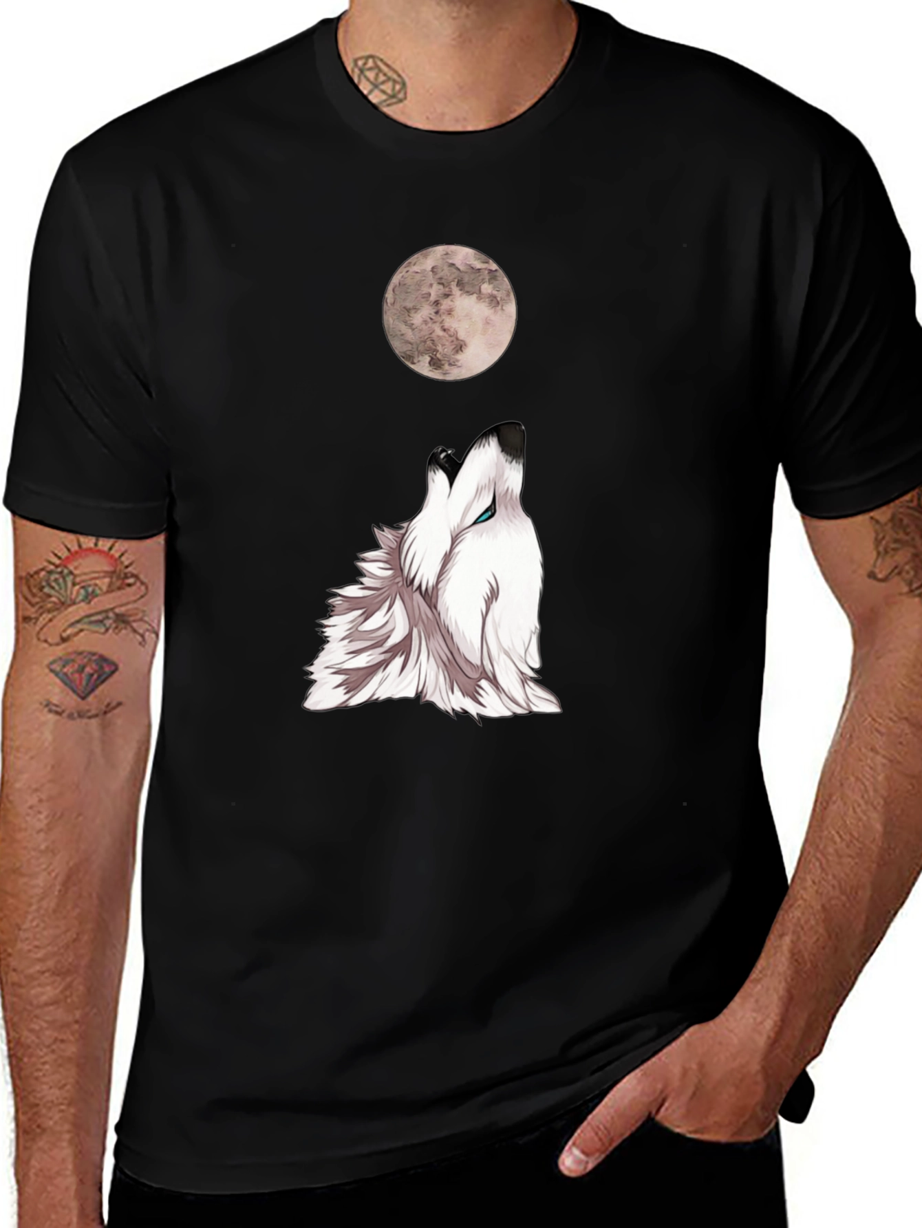 Variant 12 of Wolf Moon Graphic T-Shirt - Black