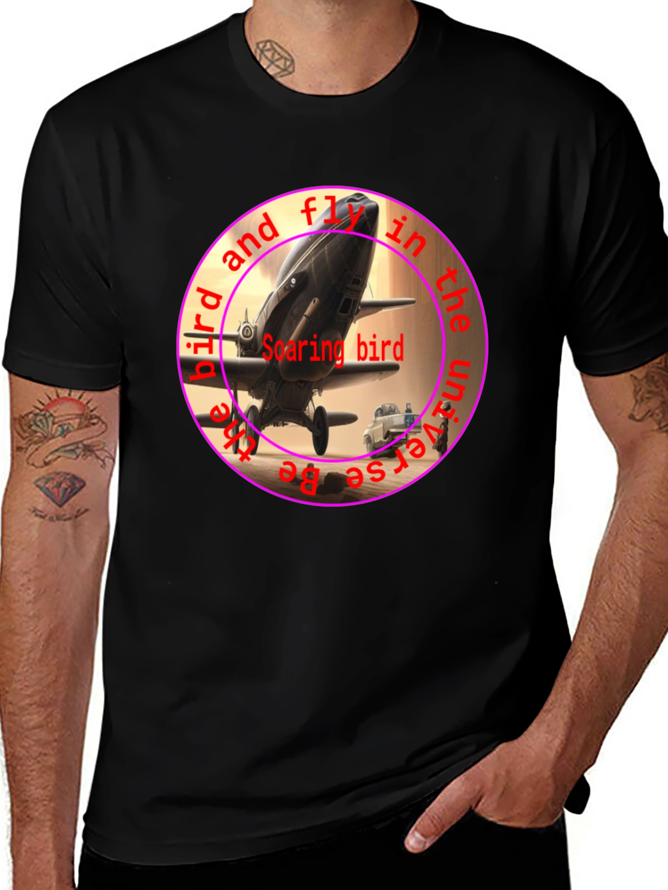 Variant 26 of Soaring Bird Universe Black T-Shirt