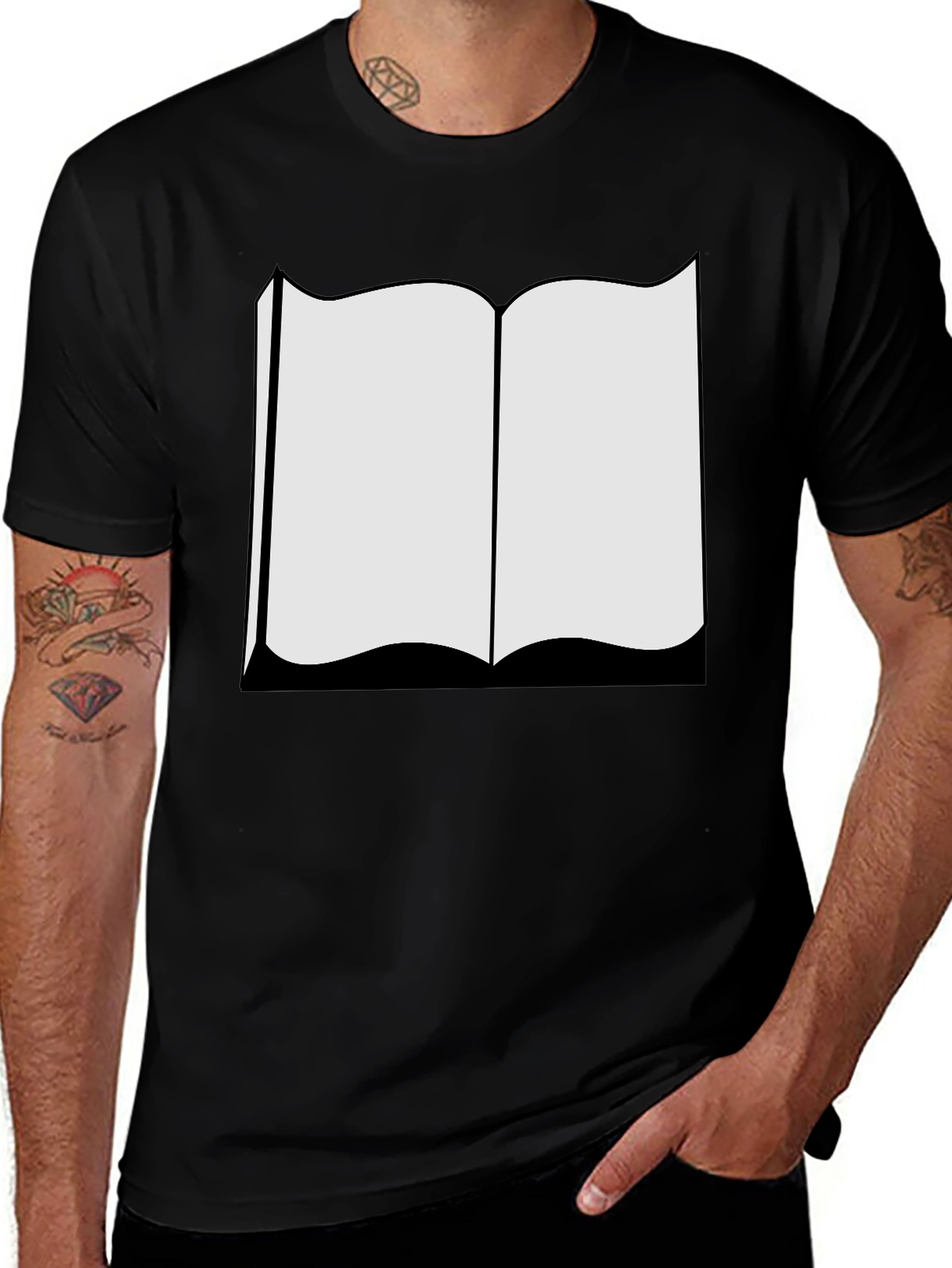 Variant 8 of Open Book Black T-Shirt - Read On!