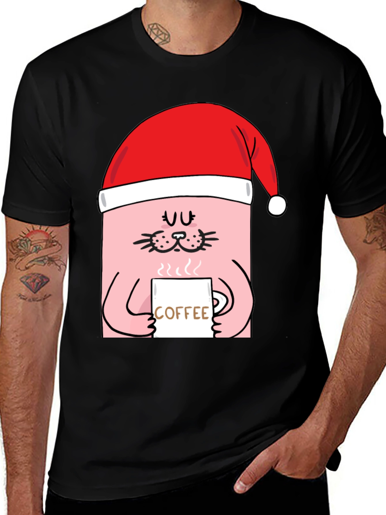 Variant 14 of Festive Cat Coffee T-Shirt