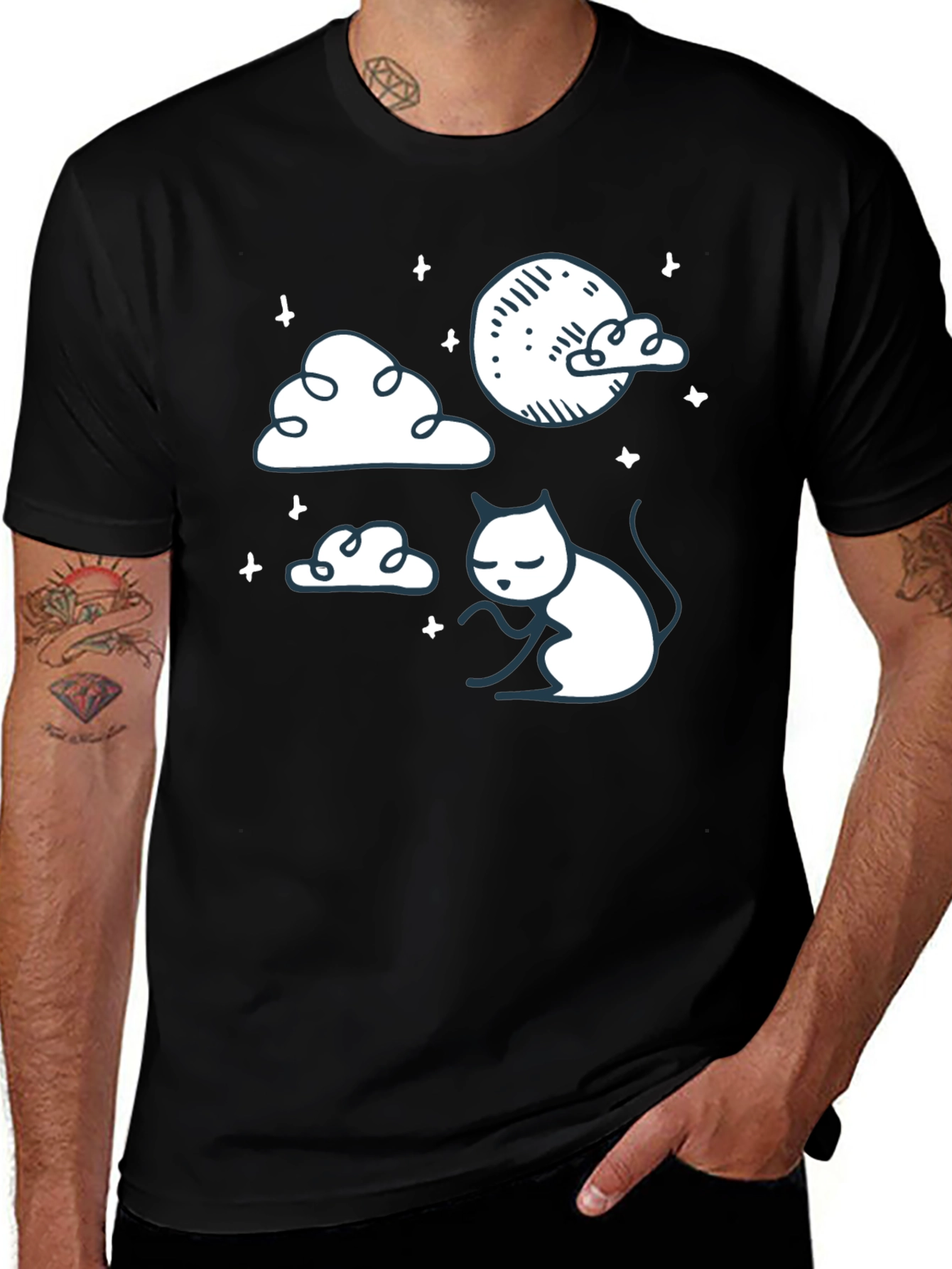 Variant 24 of Dreamy Cat Graphic Tee - Soft Cotton Comfort