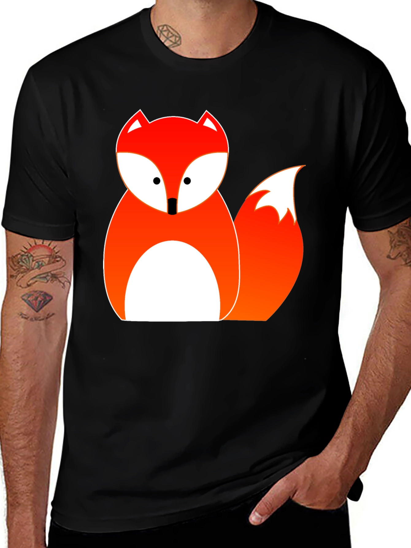 Variant 30 of Cute Fox Graphic Tee - Black Cotton Blend T-Shirt