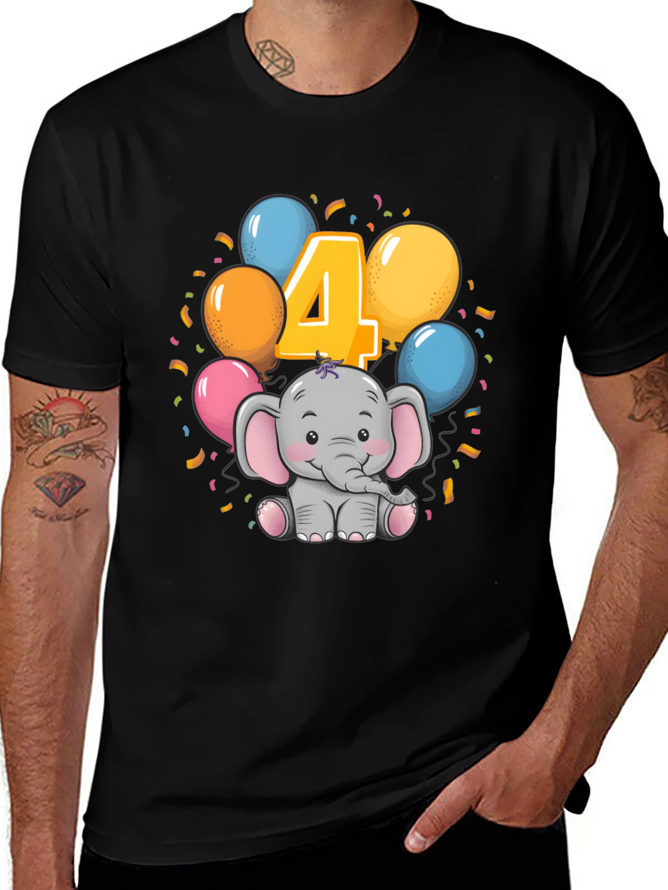 Variant 29 of Cute Elephant 4th Birthday Party T-Shirt