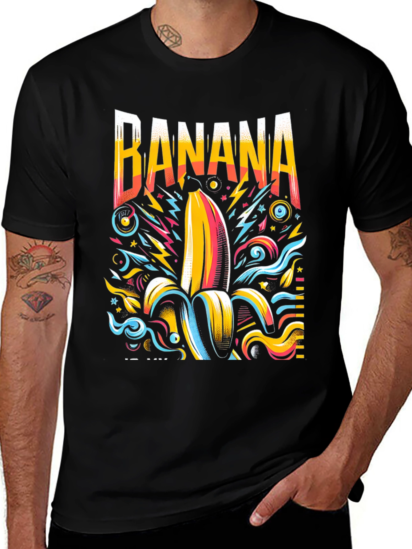 Variant 27 of Funky Banana Graphic Tee - Men's Black T-Shirt