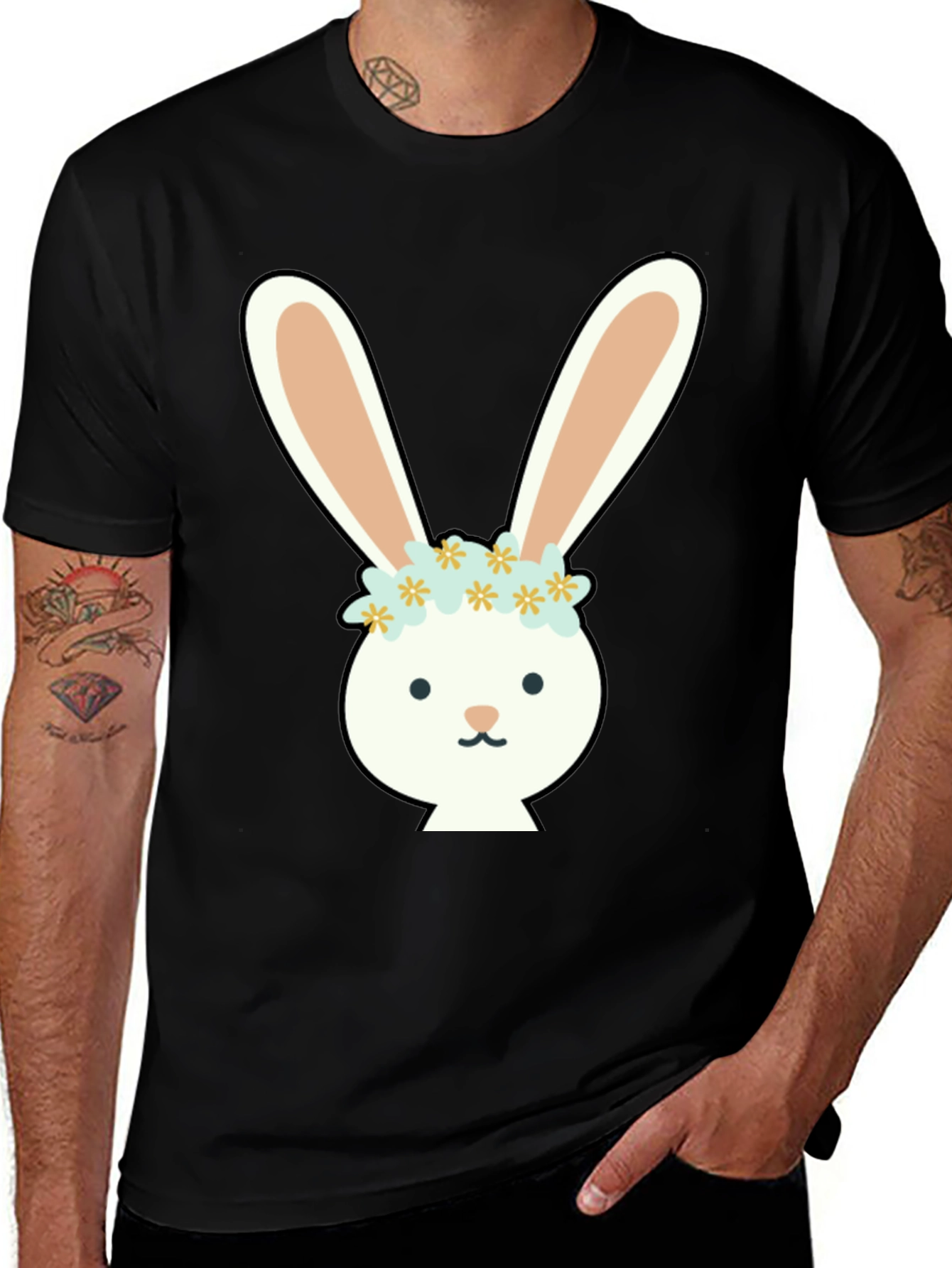 Variant 8 of Bunny with Flower Crown Graphic Tee