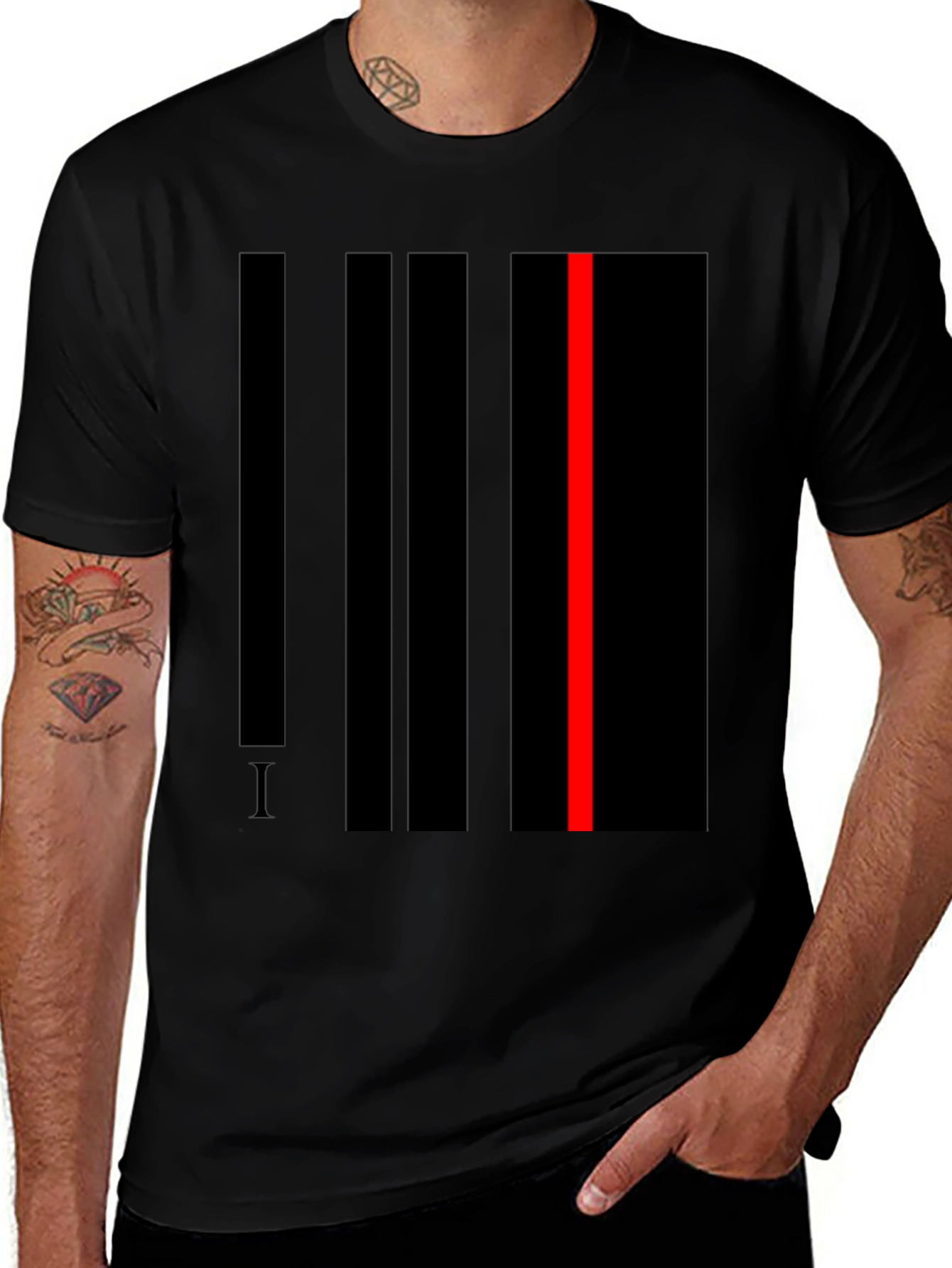 Variant 8 of Striking Abstract Line Art T-Shirt - Black