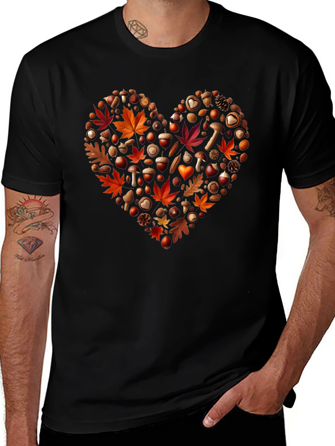 Variant 14 of Fall Foliage Heart Graphic Tee - Autumn Love